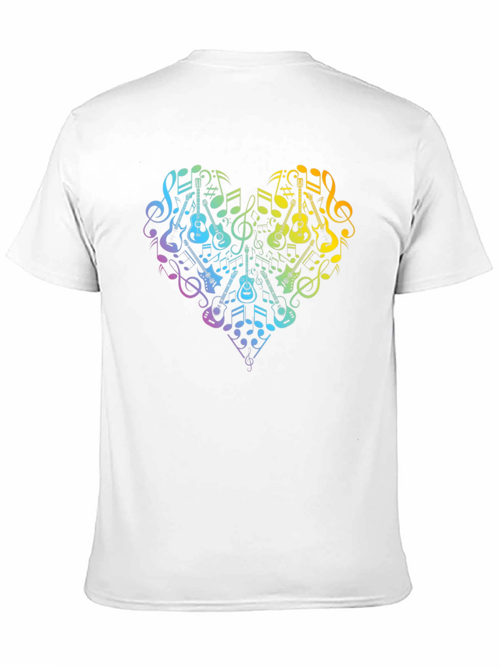 Music Lovers Rainbow Heart Guitar T-Shirt