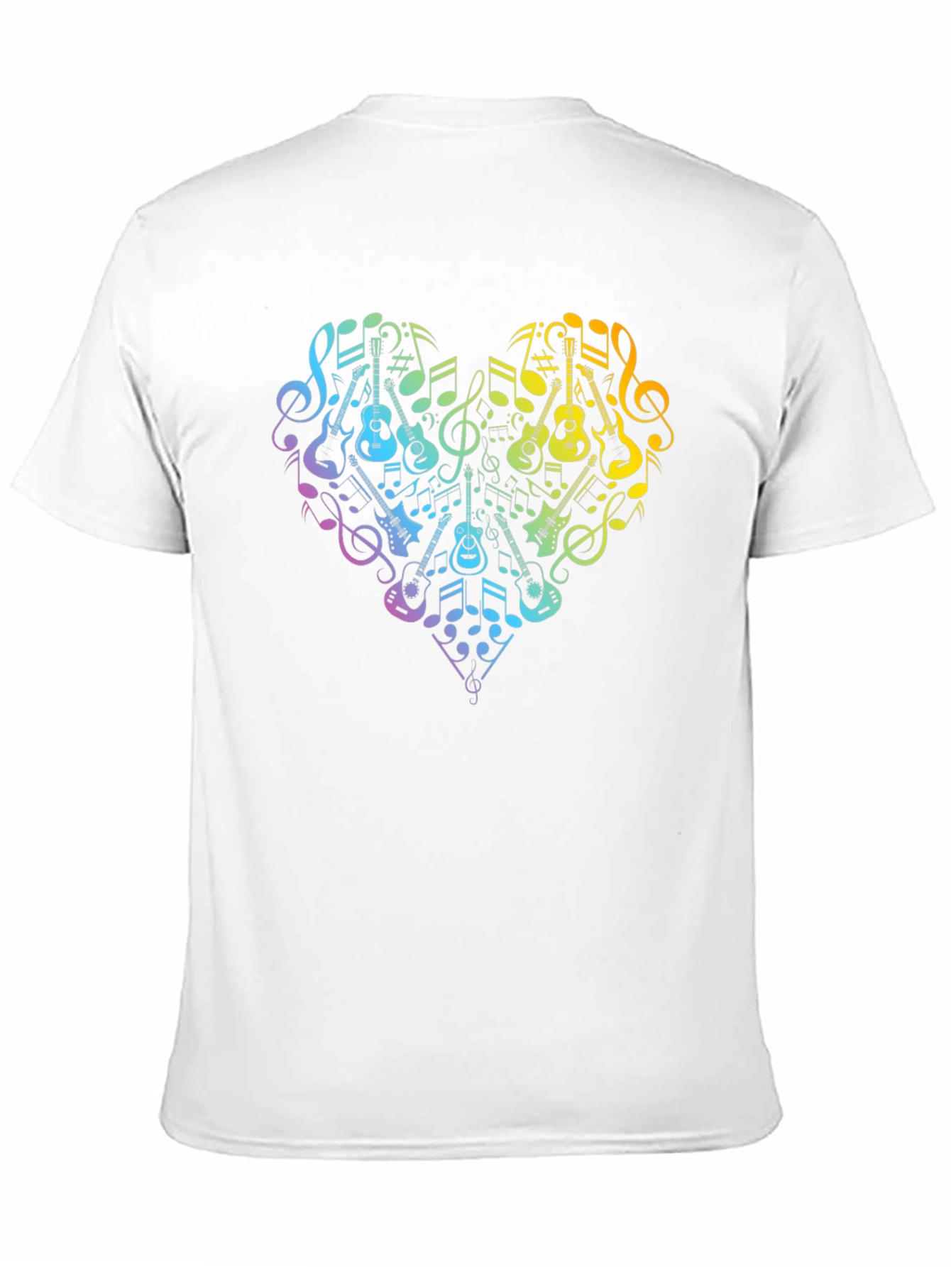 Music Lovers Rainbow Heart Guitar T-Shirt