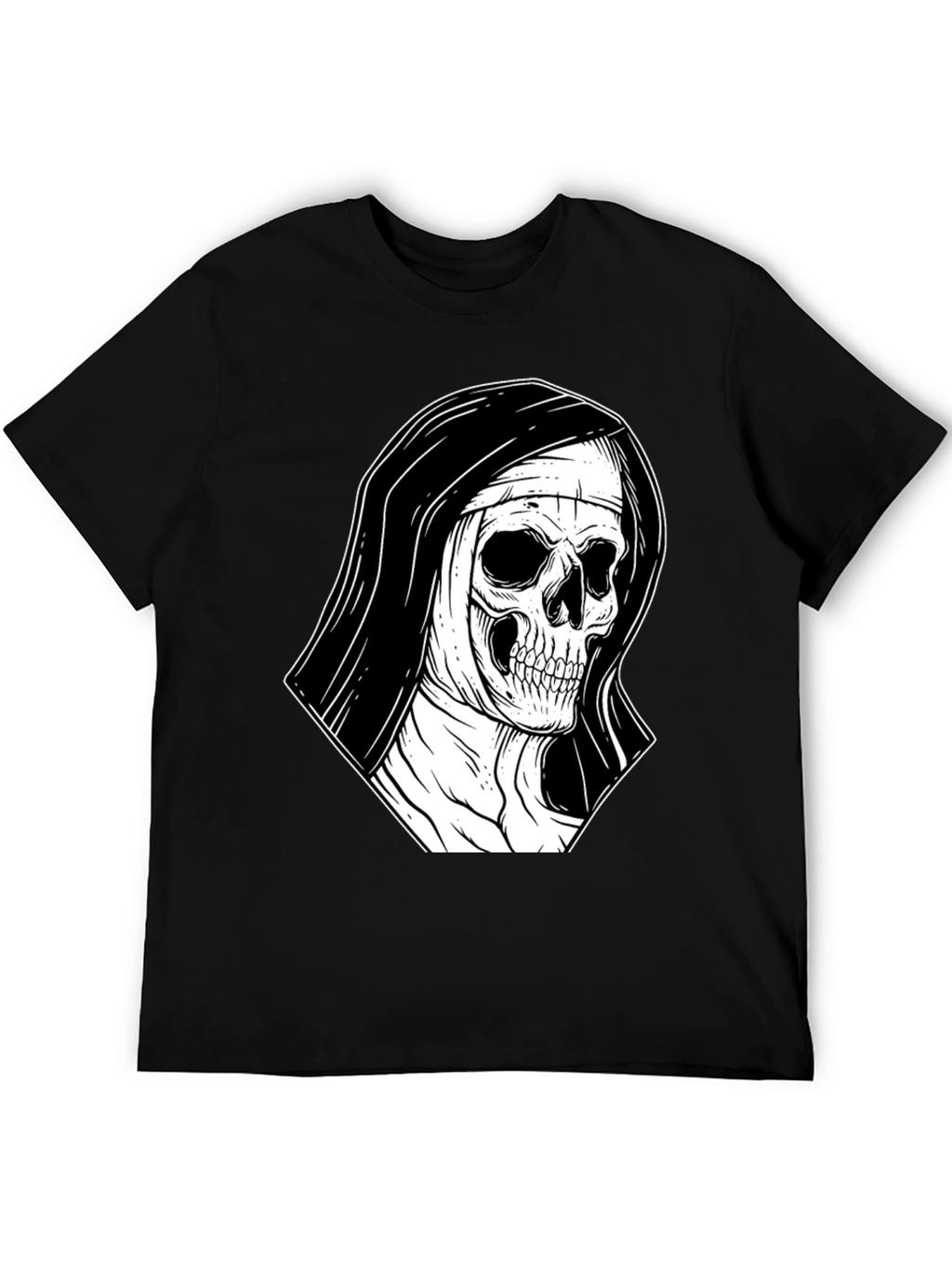 Nun Skull Graphic Black T-Shirt