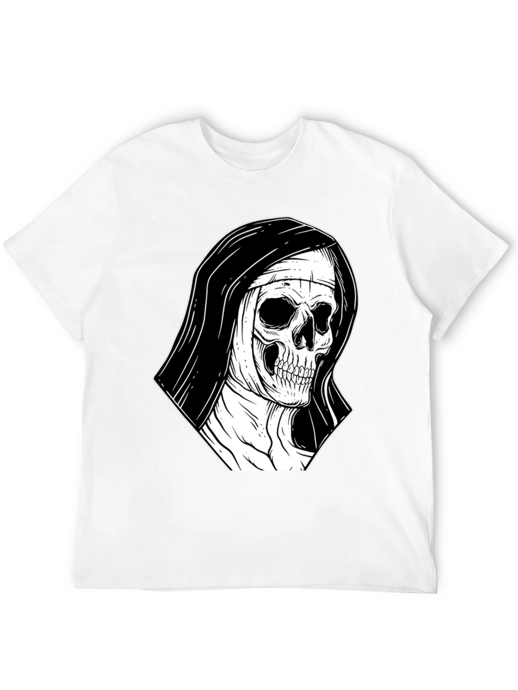 Nun Skull Graphic Black T-Shirt