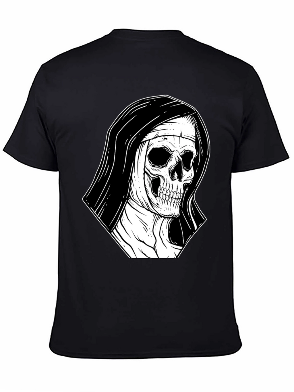 Nun Skull Graphic Black T-Shirt