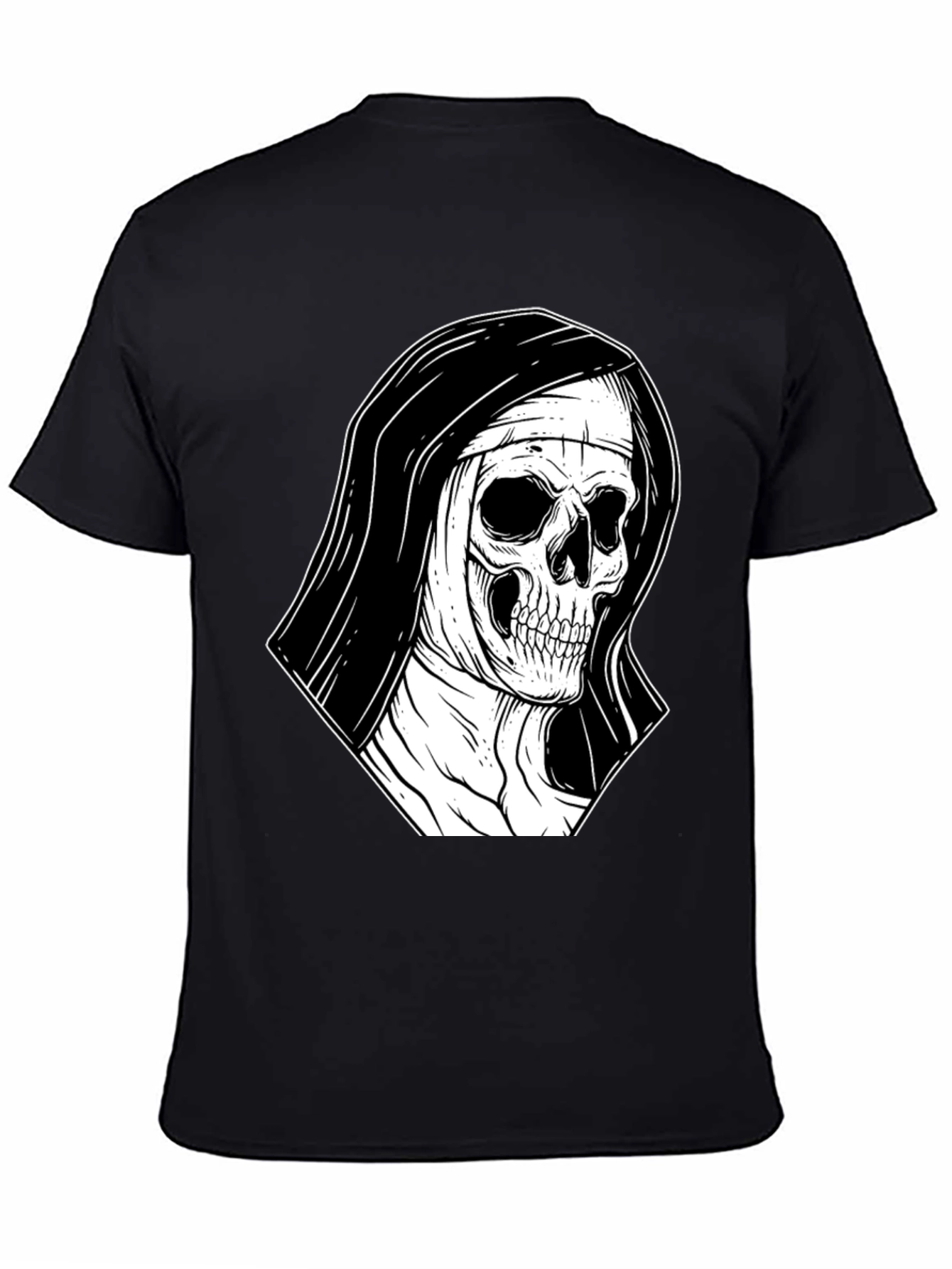 Nun Skull Graphic Black T-Shirt