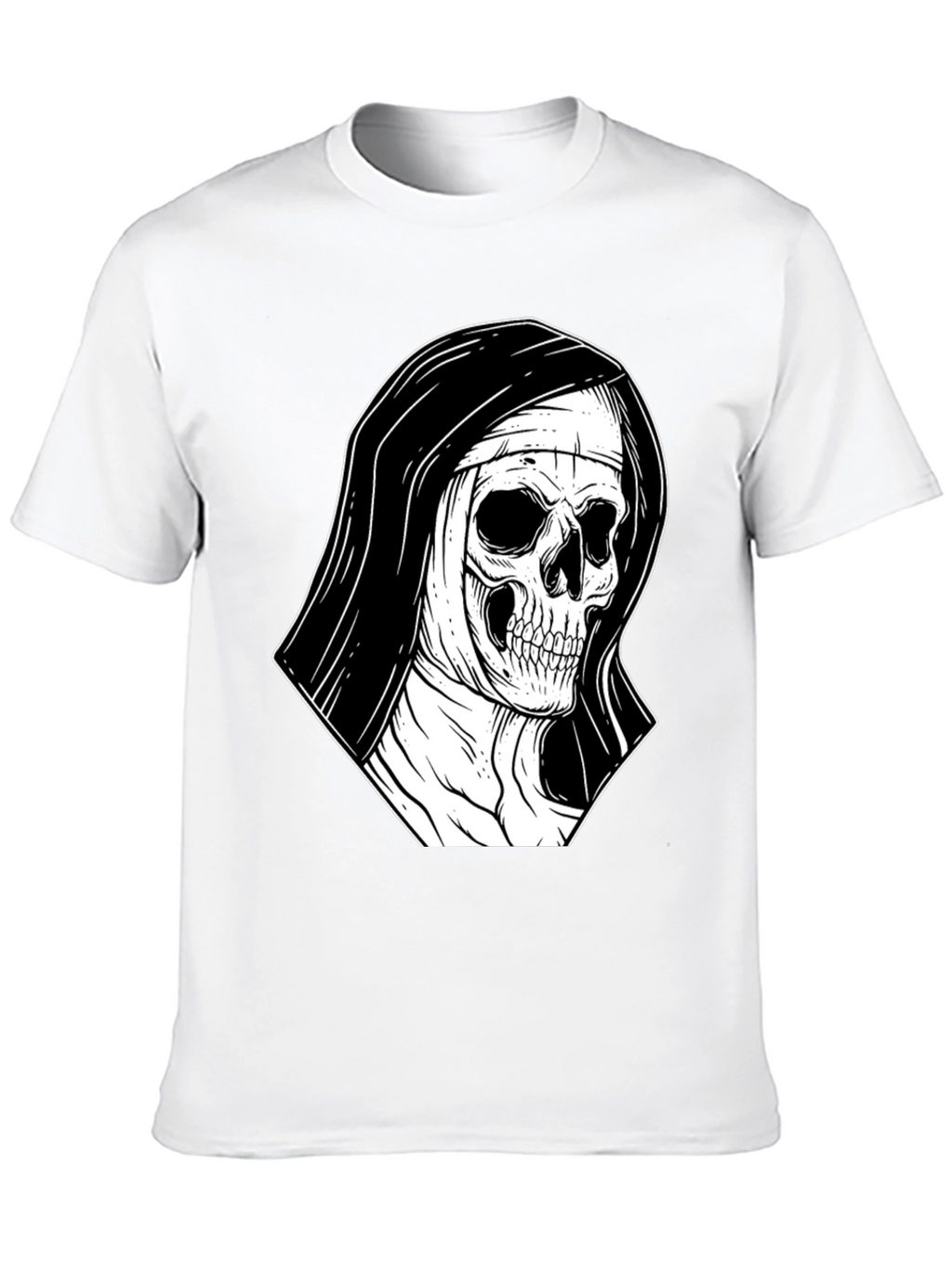 Nun Skull Graphic Black T-Shirt