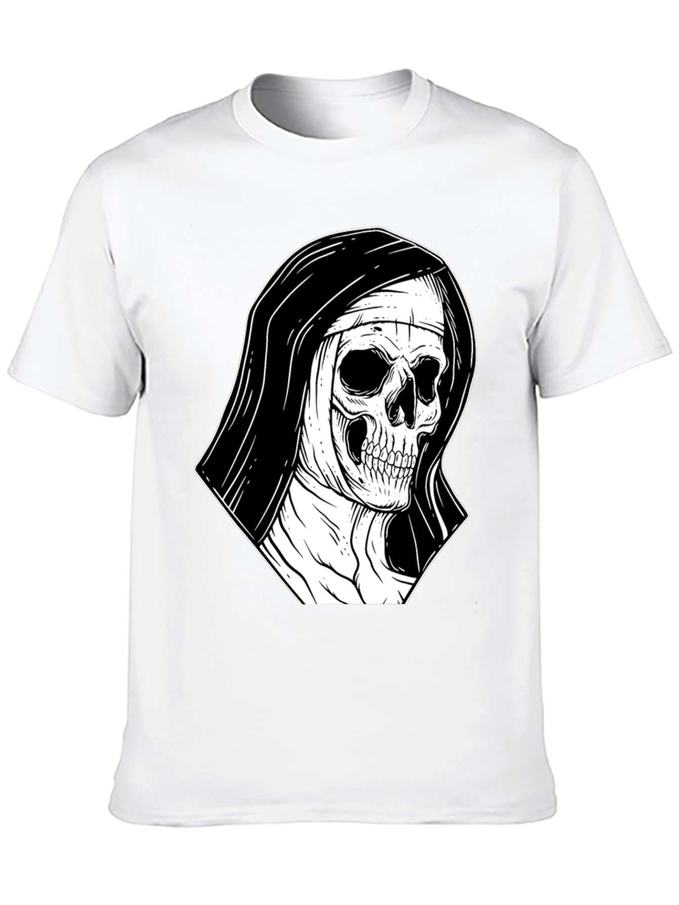 Nun Skull Graphic Black T-Shirt