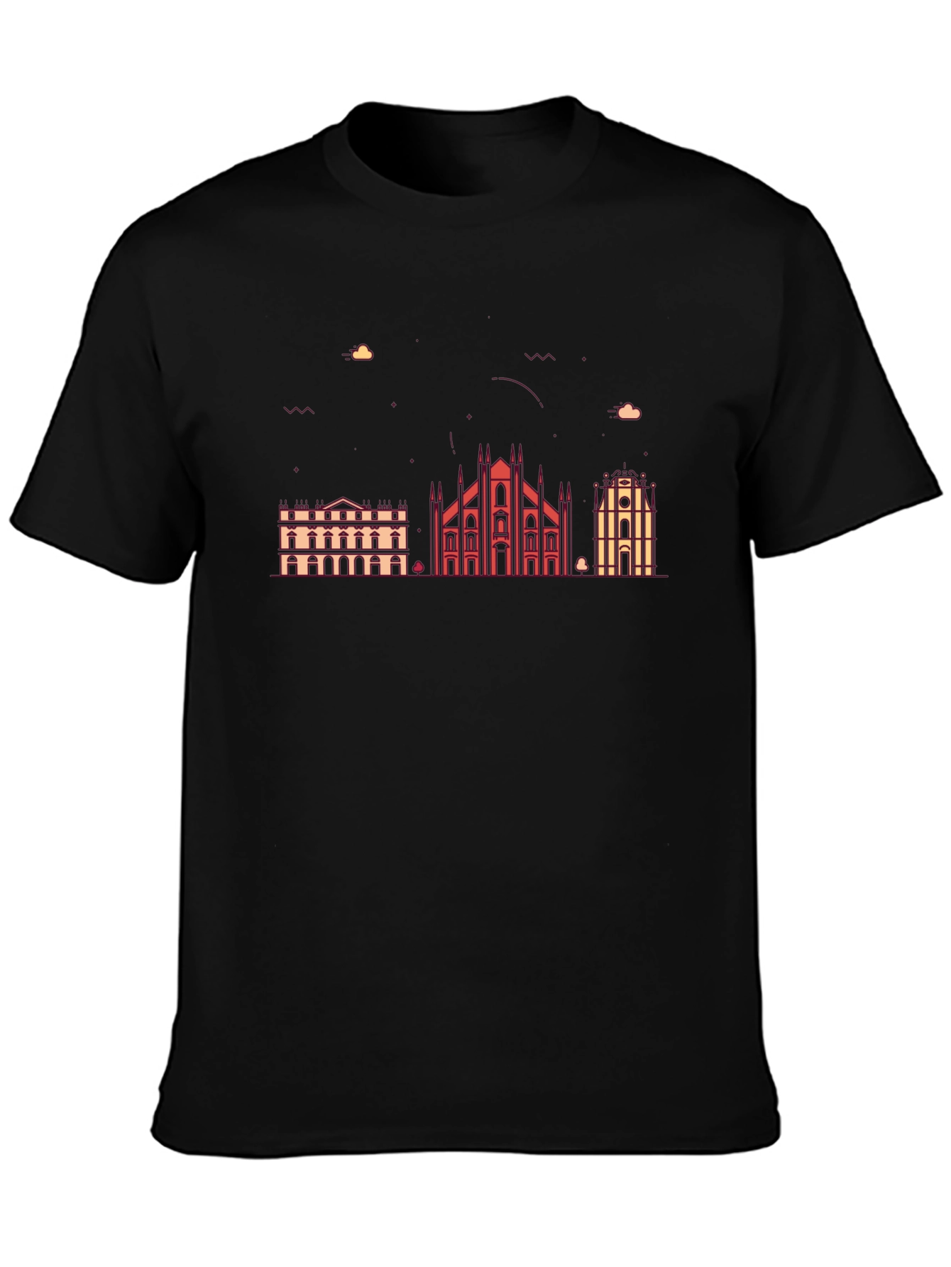 Milan Skyline Graphic Tee - Black Cotton Blend