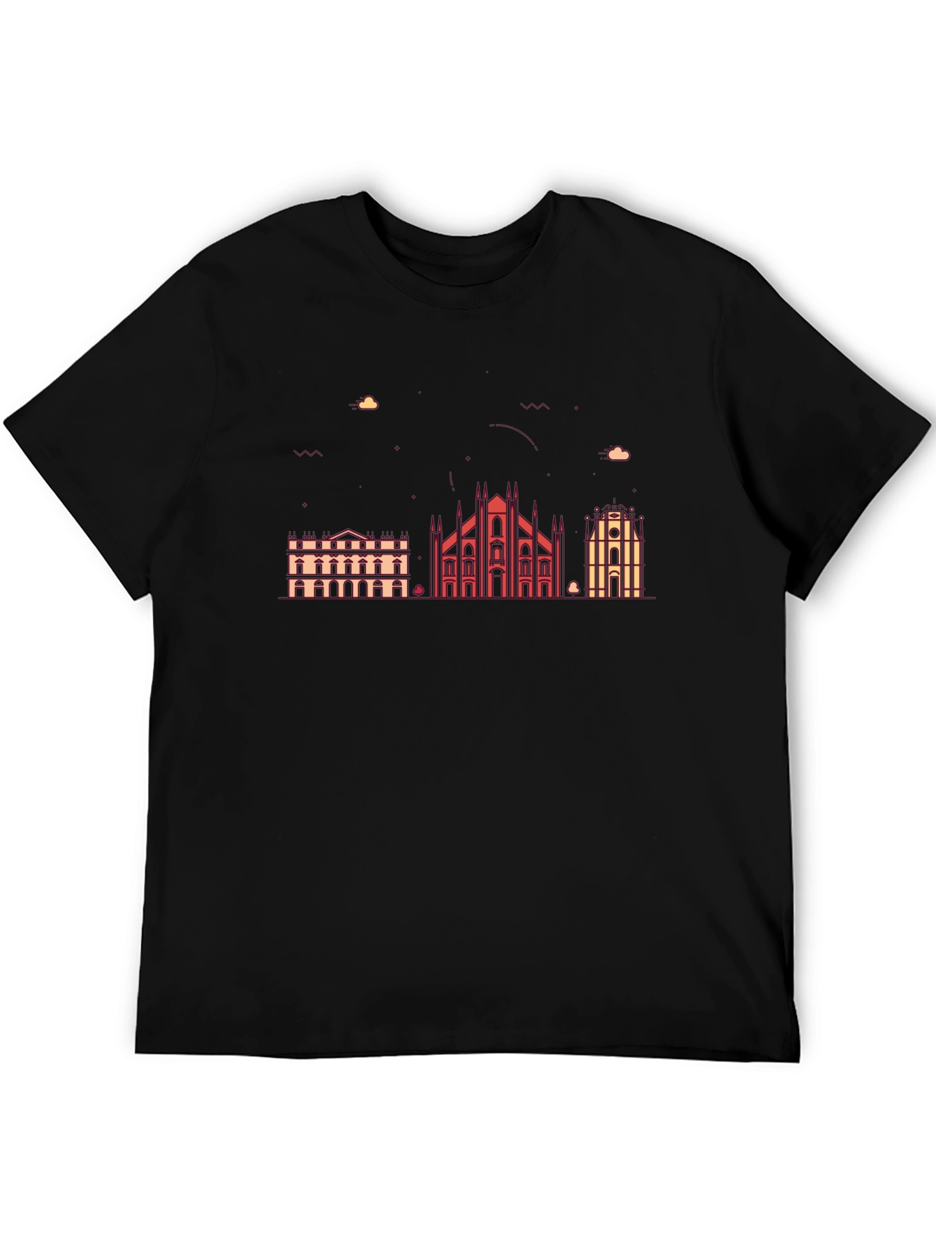 Milan Skyline Graphic Tee - Black Cotton Blend