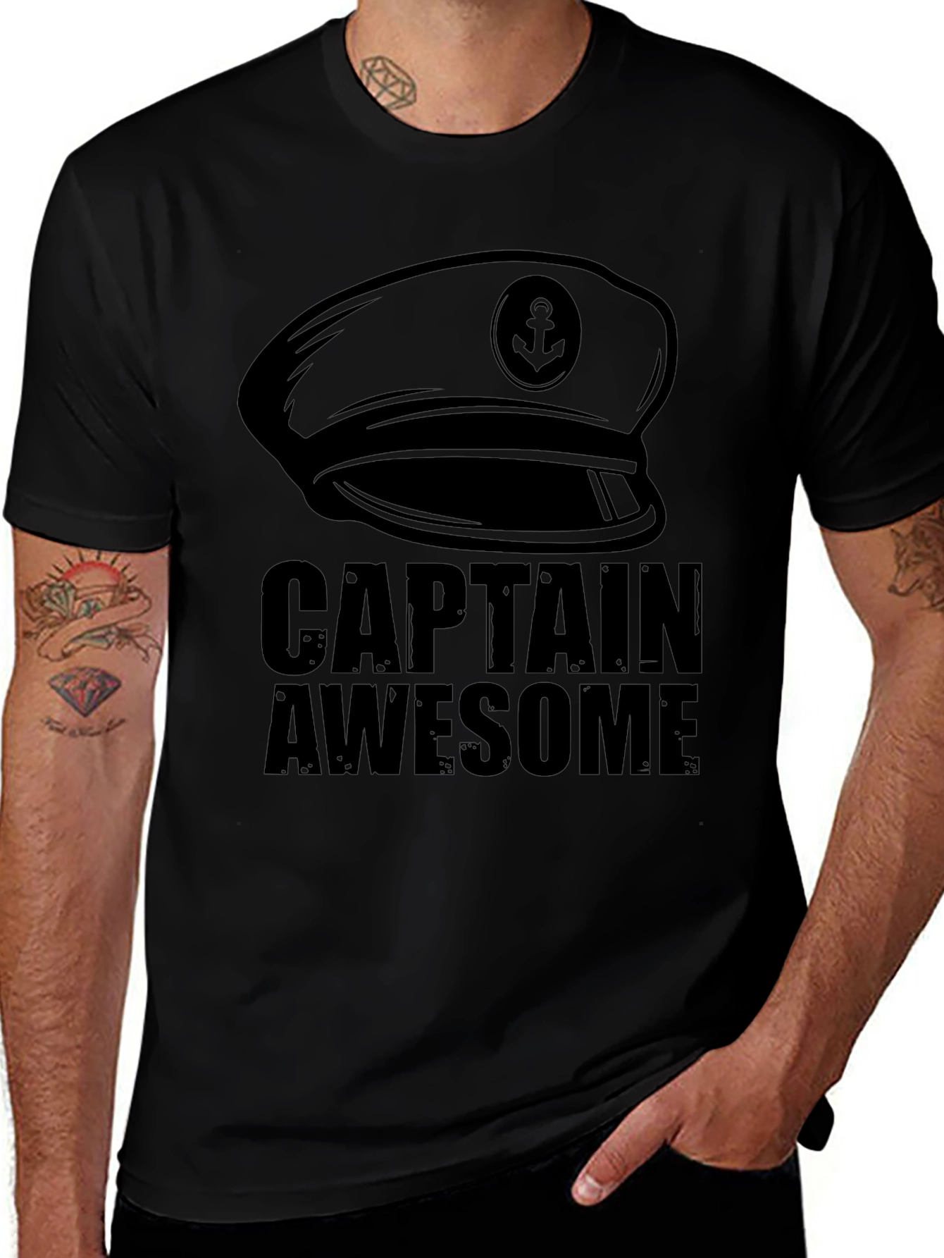 Captain Awesome Black T-Shirt