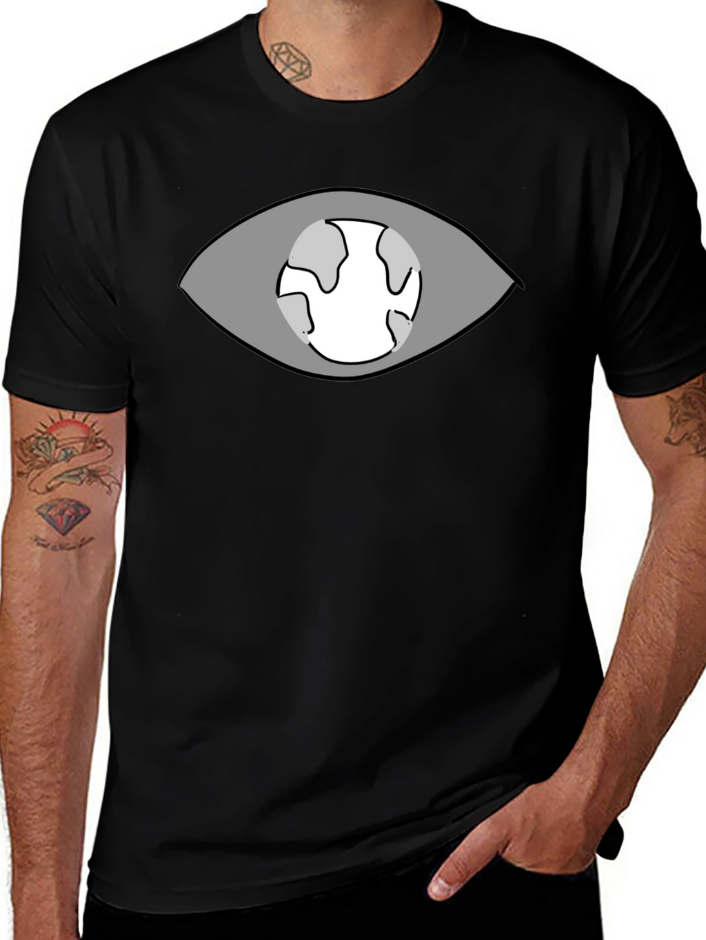Eye Planet Graphic T-Shirt - Black