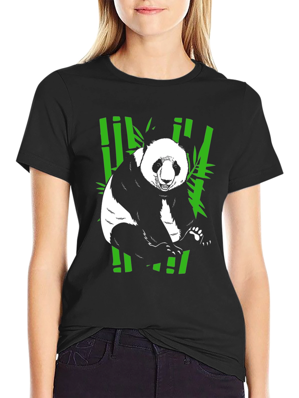 Panda Bamboo T-Shirt - Black Graphic Tee