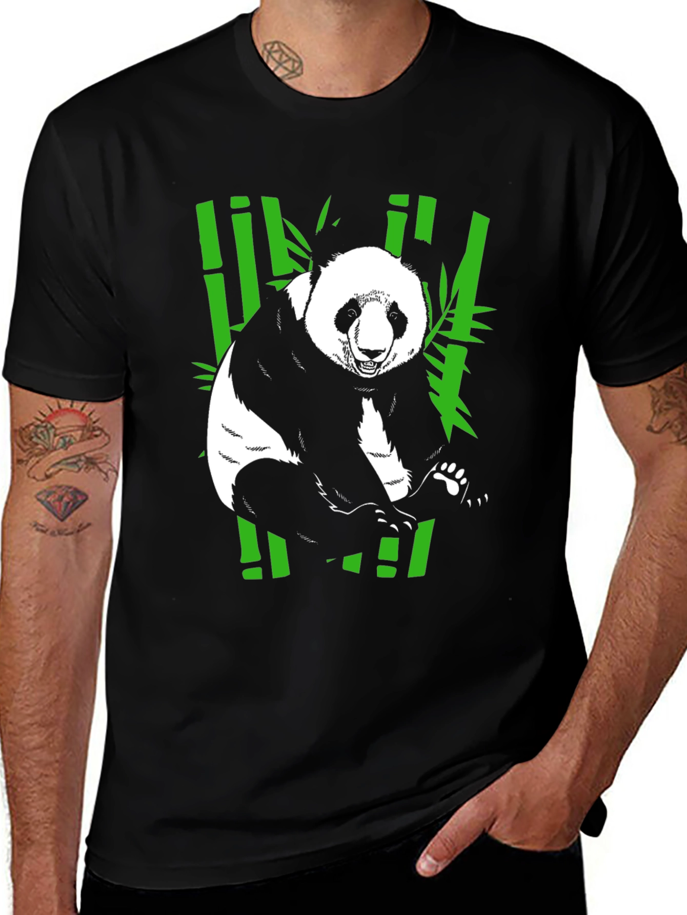 Panda Bamboo T-Shirt - Black Graphic Tee