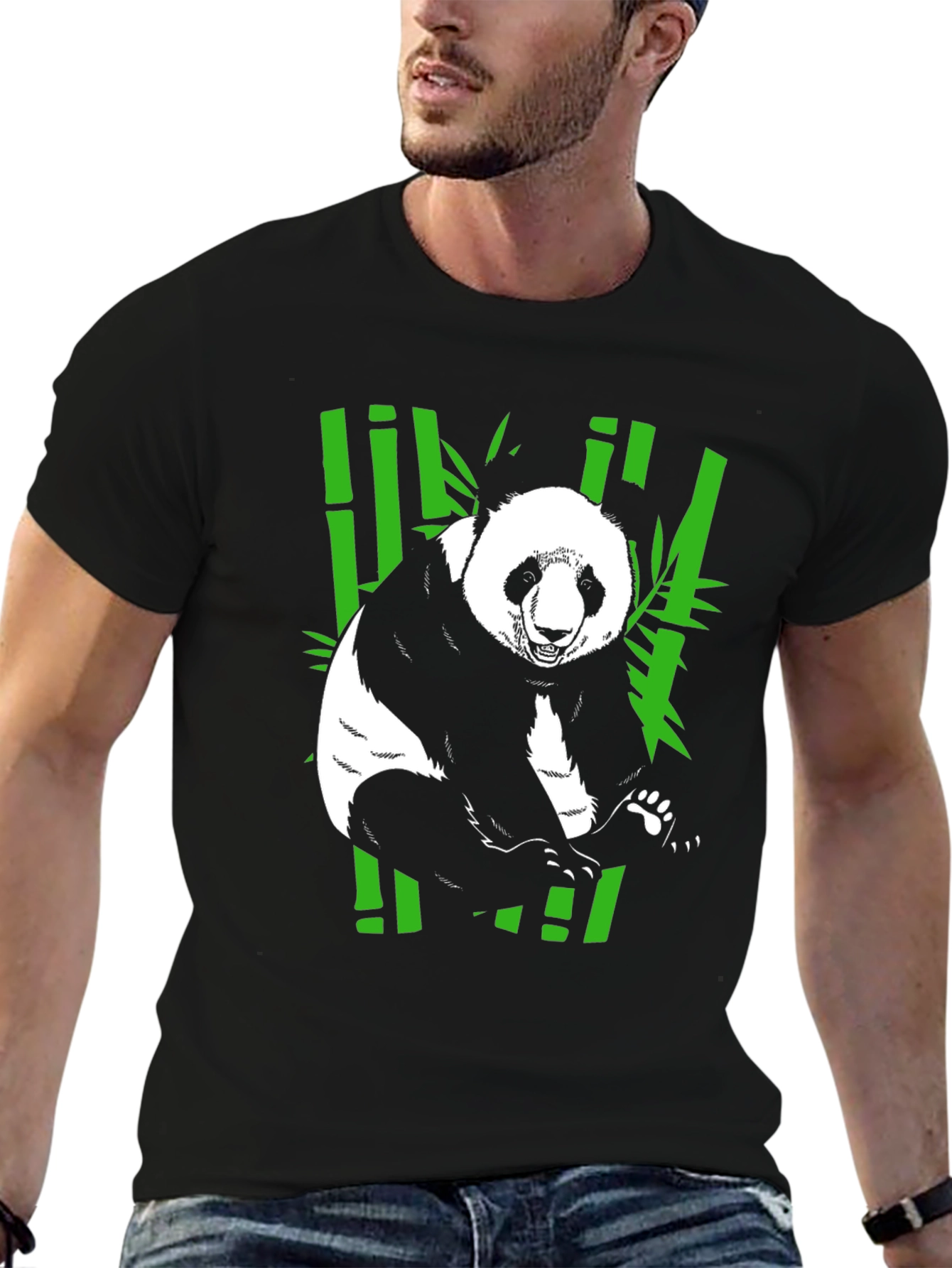 Panda Bamboo T-Shirt - Black Graphic Tee