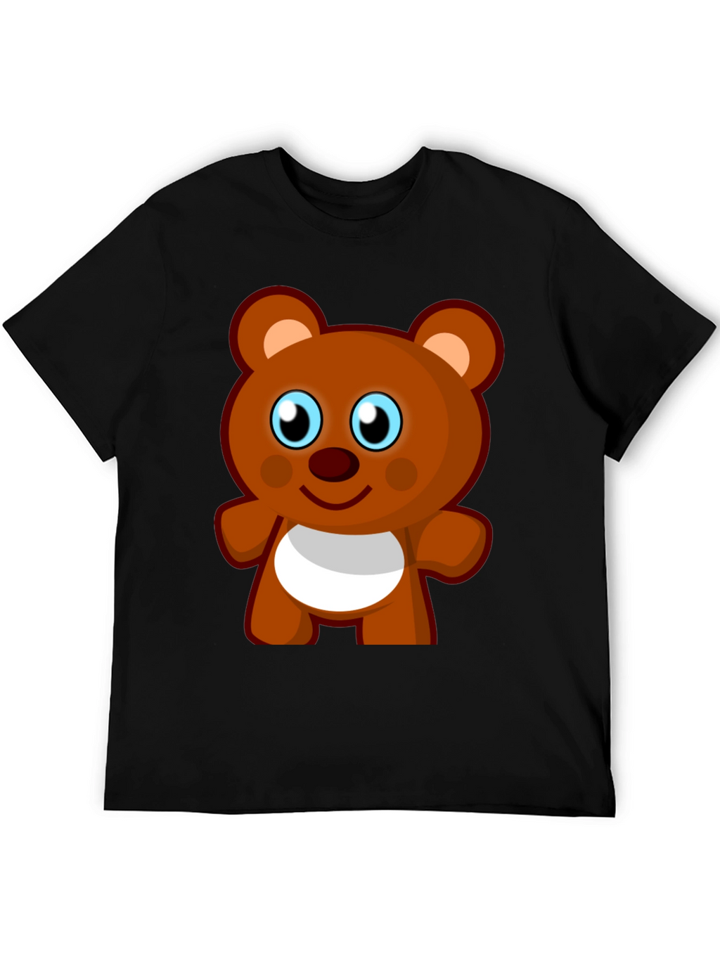 Cute Cartoon Bear Black T-Shirt