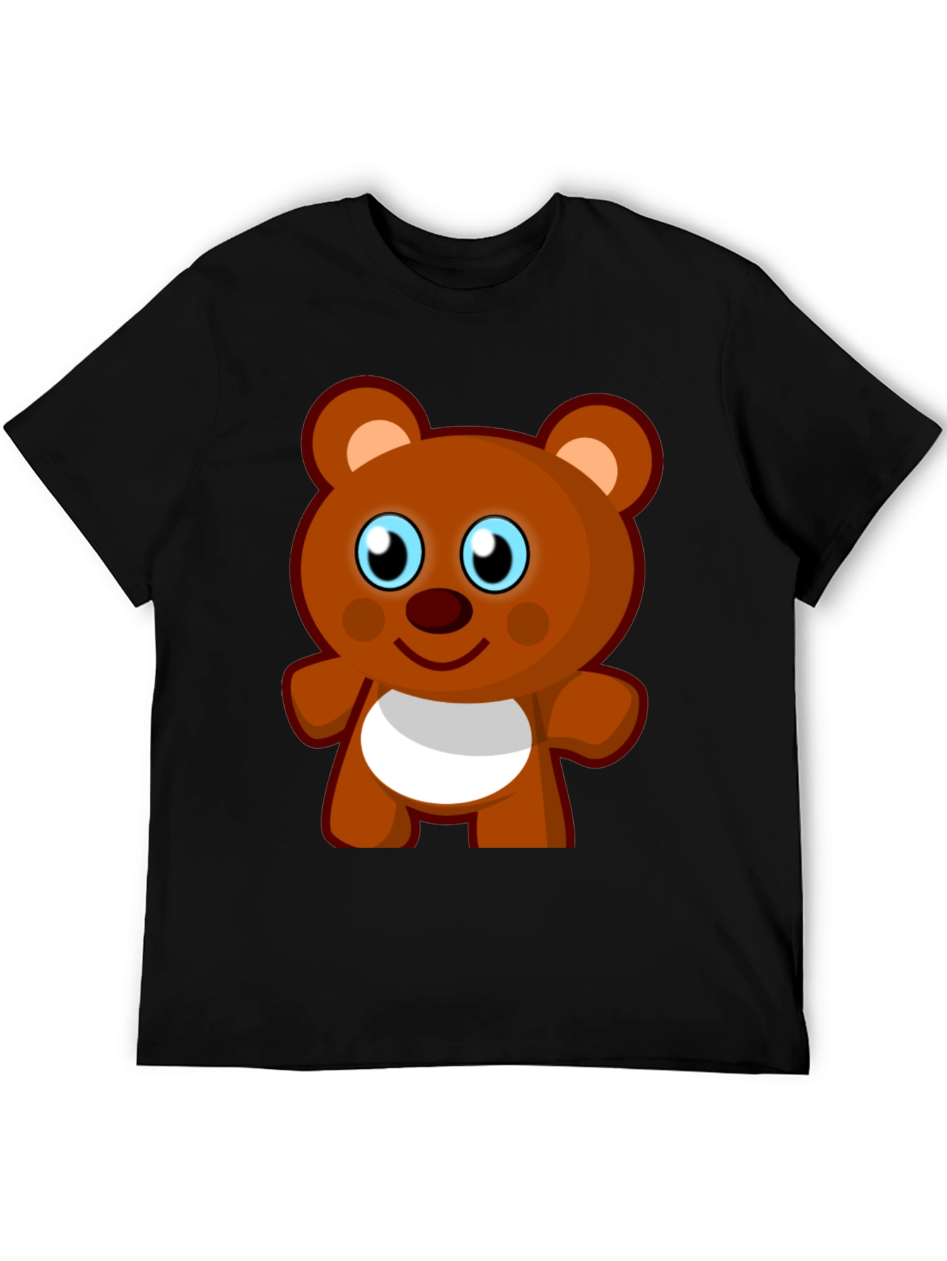 Cute Cartoon Bear Black T-Shirt