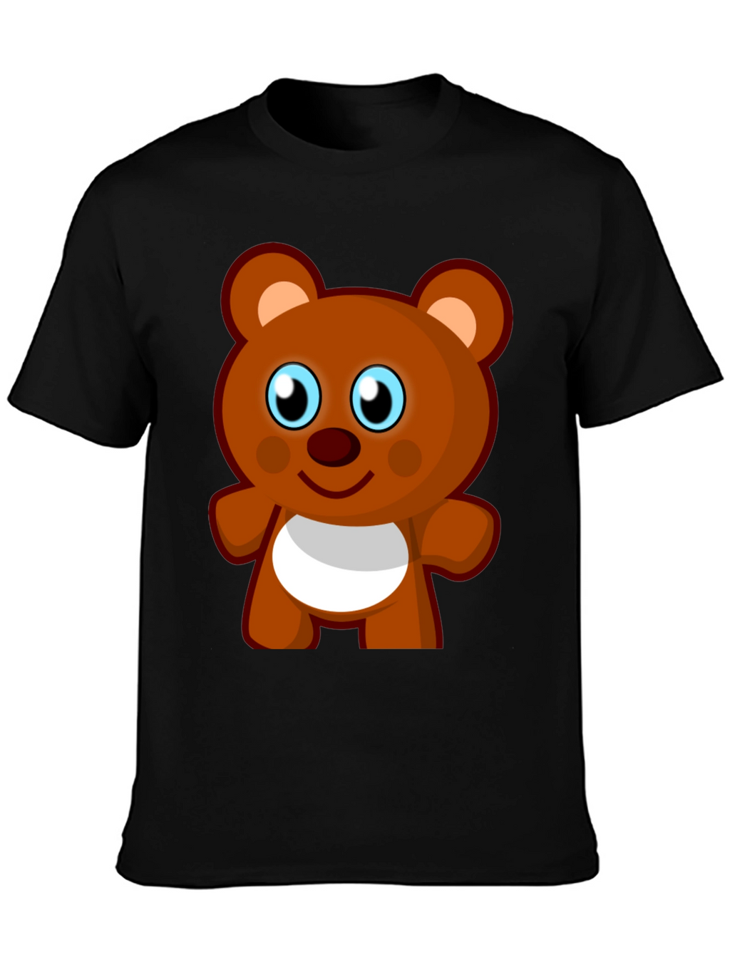 Cute Cartoon Bear Black T-Shirt