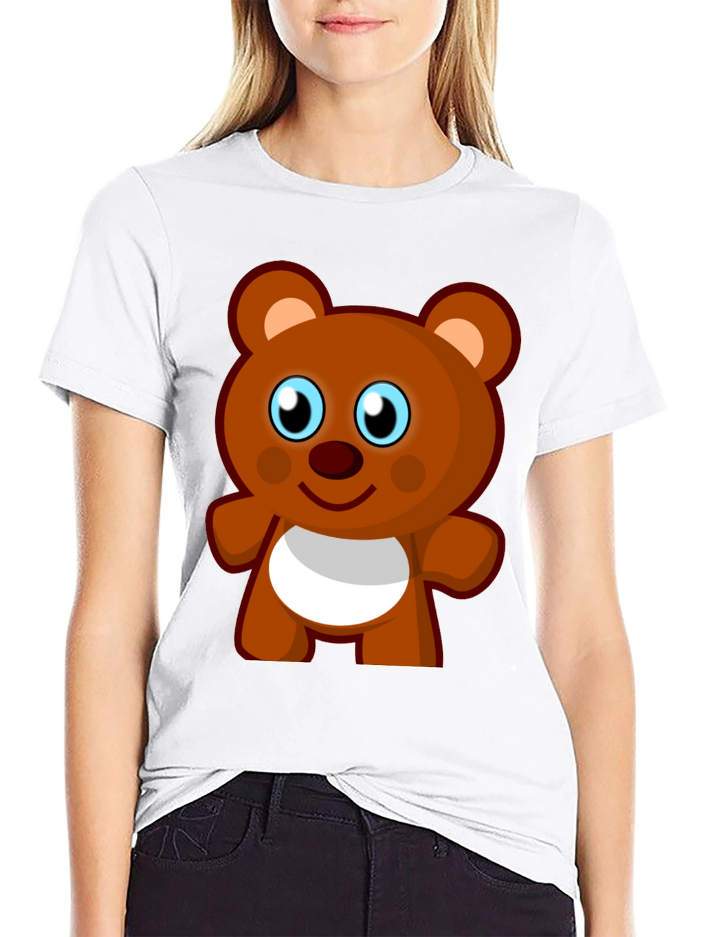 Cute Cartoon Bear Black T-Shirt