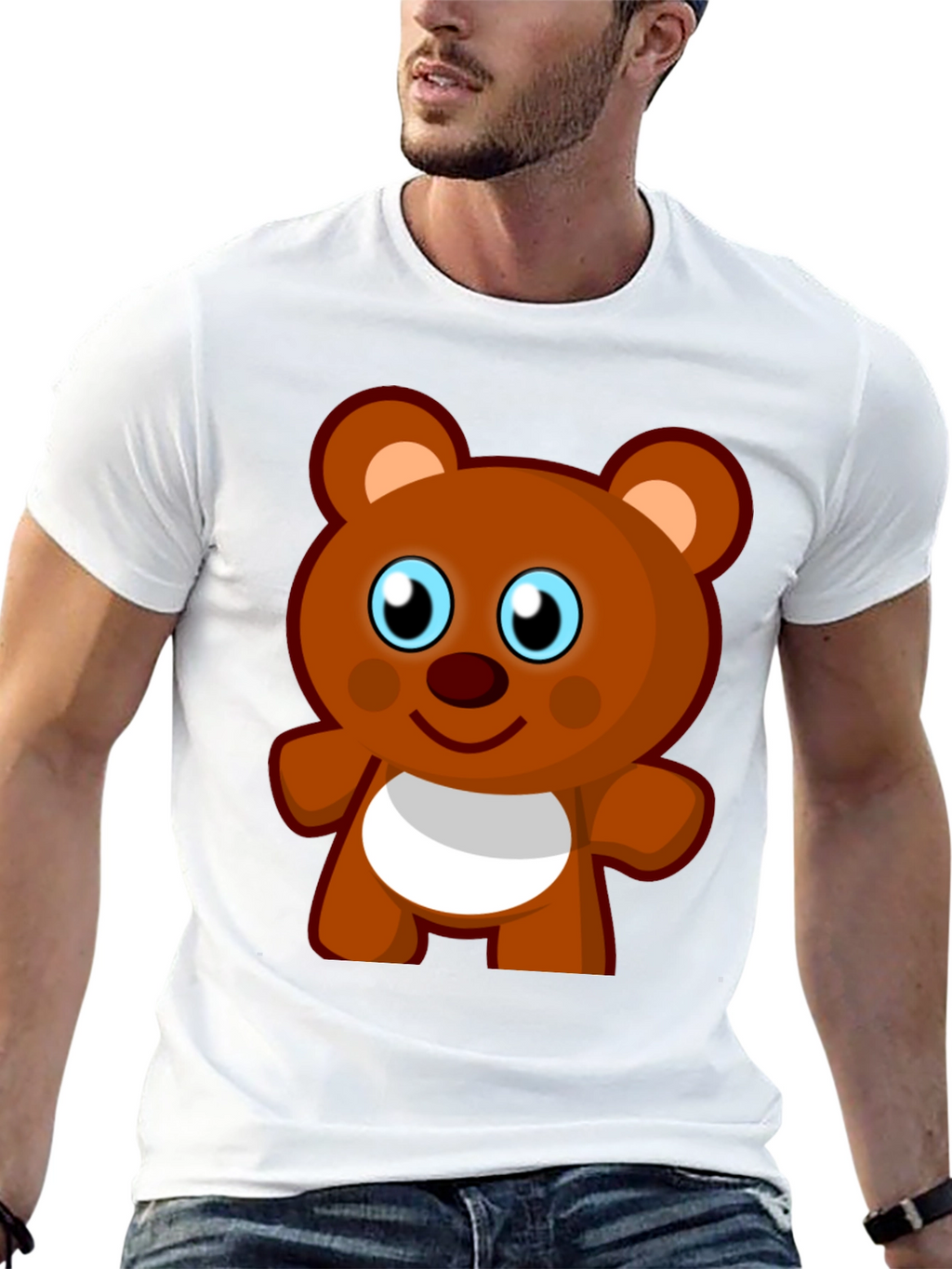 Cute Cartoon Bear Black T-Shirt