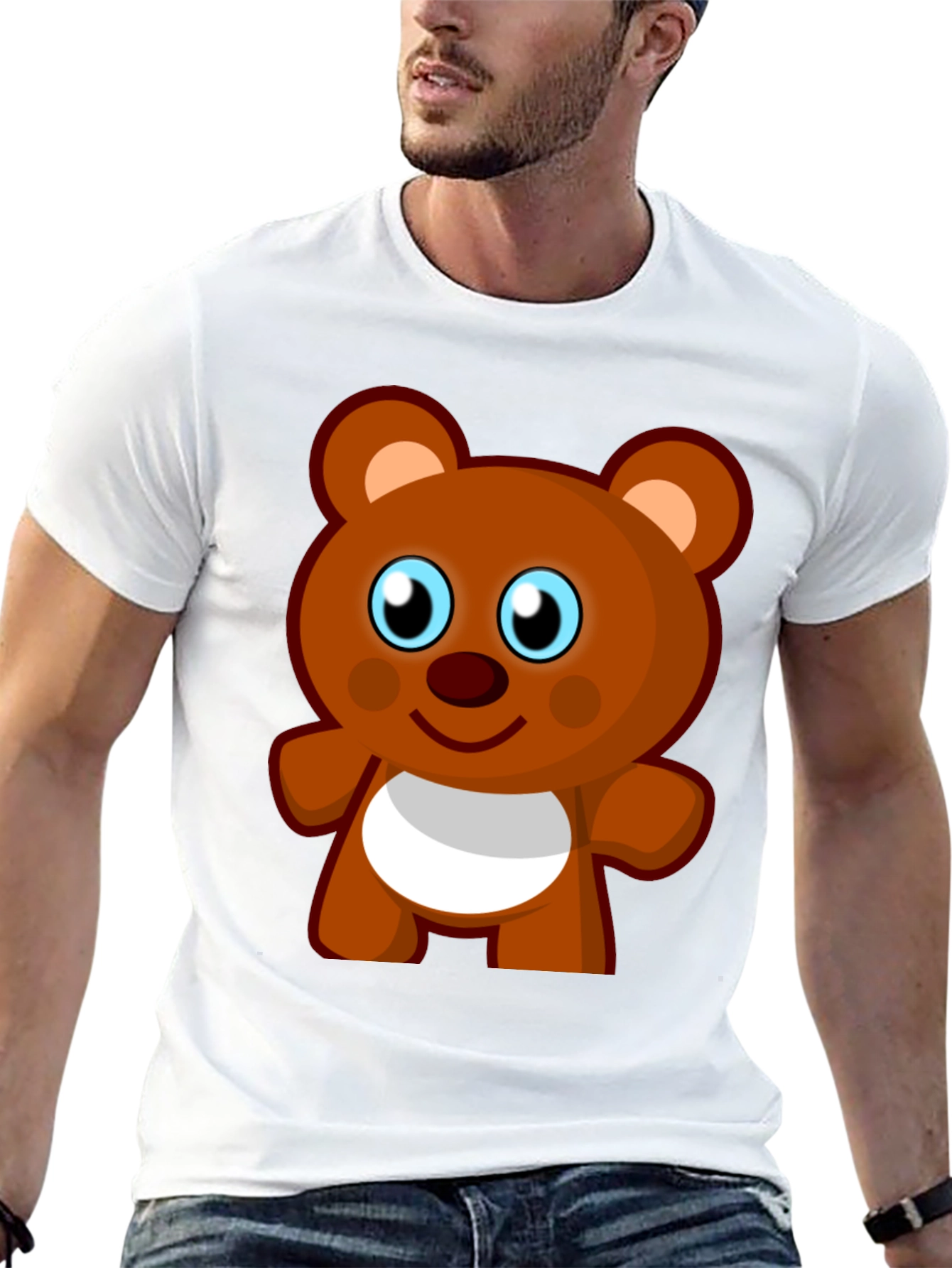 Cute Cartoon Bear Black T-Shirt