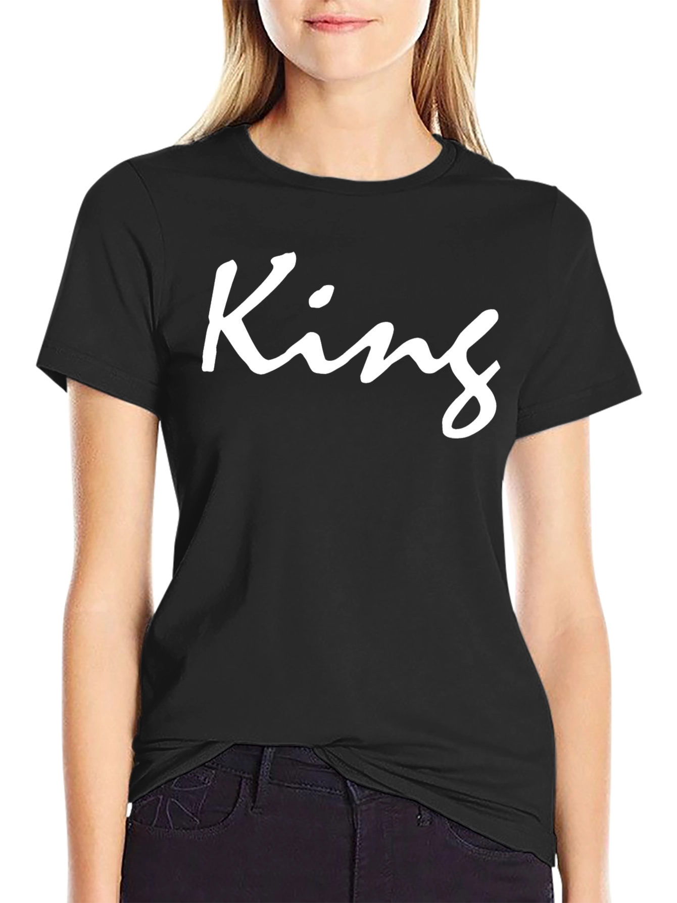 King T-Shirt - Black Crew Neck Graphic Tee