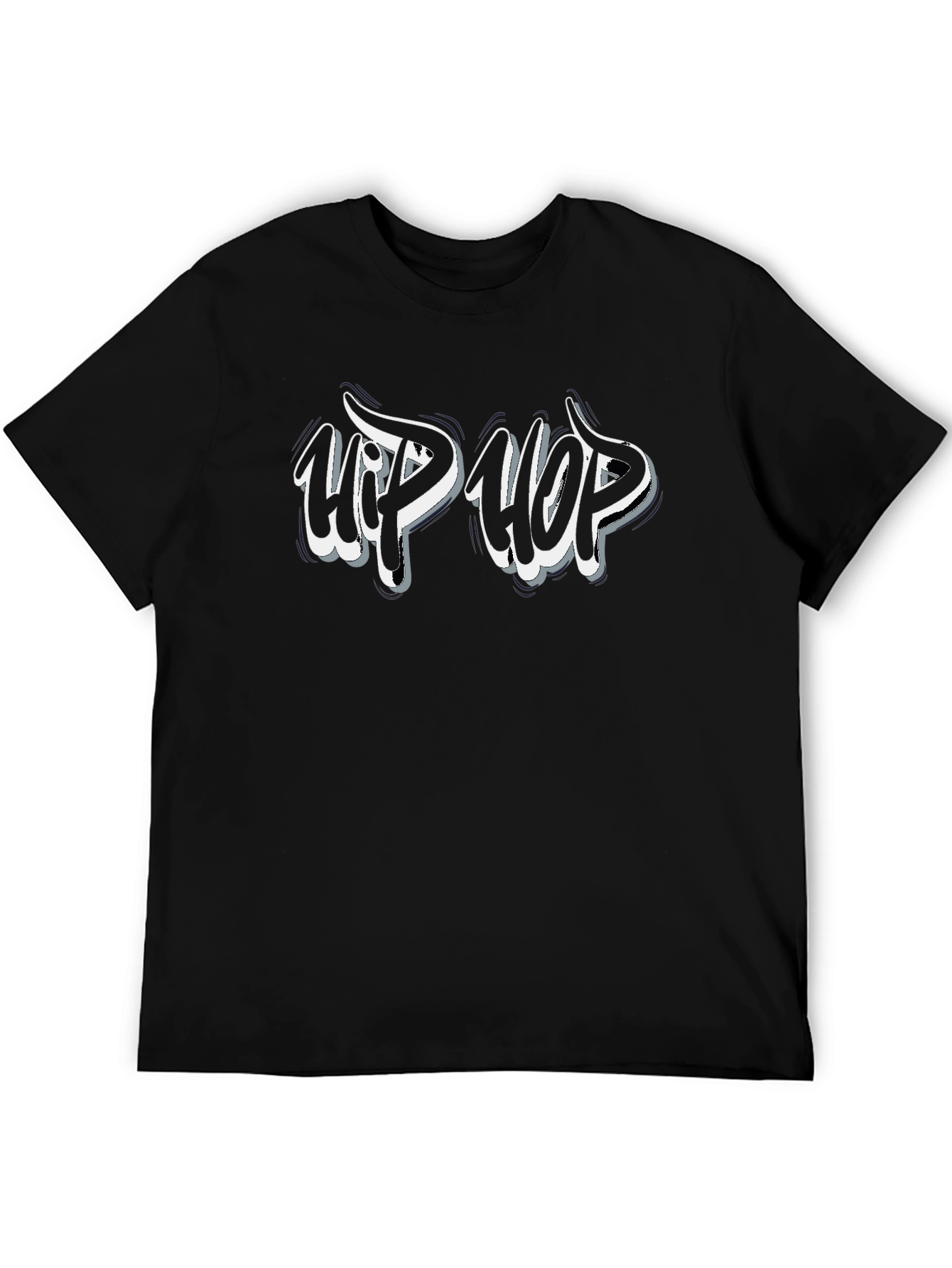 Hip Hop Graphic Print Black T-Shirt