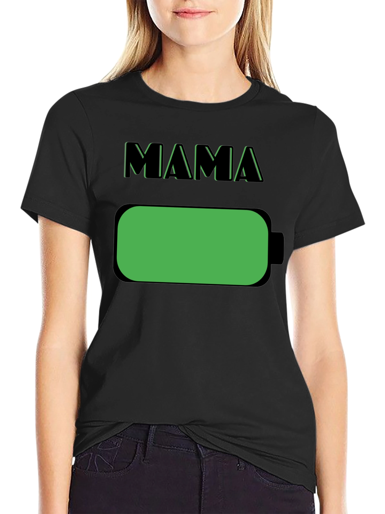 Mama Full Battery T-Shirt - Black Novelty Tee