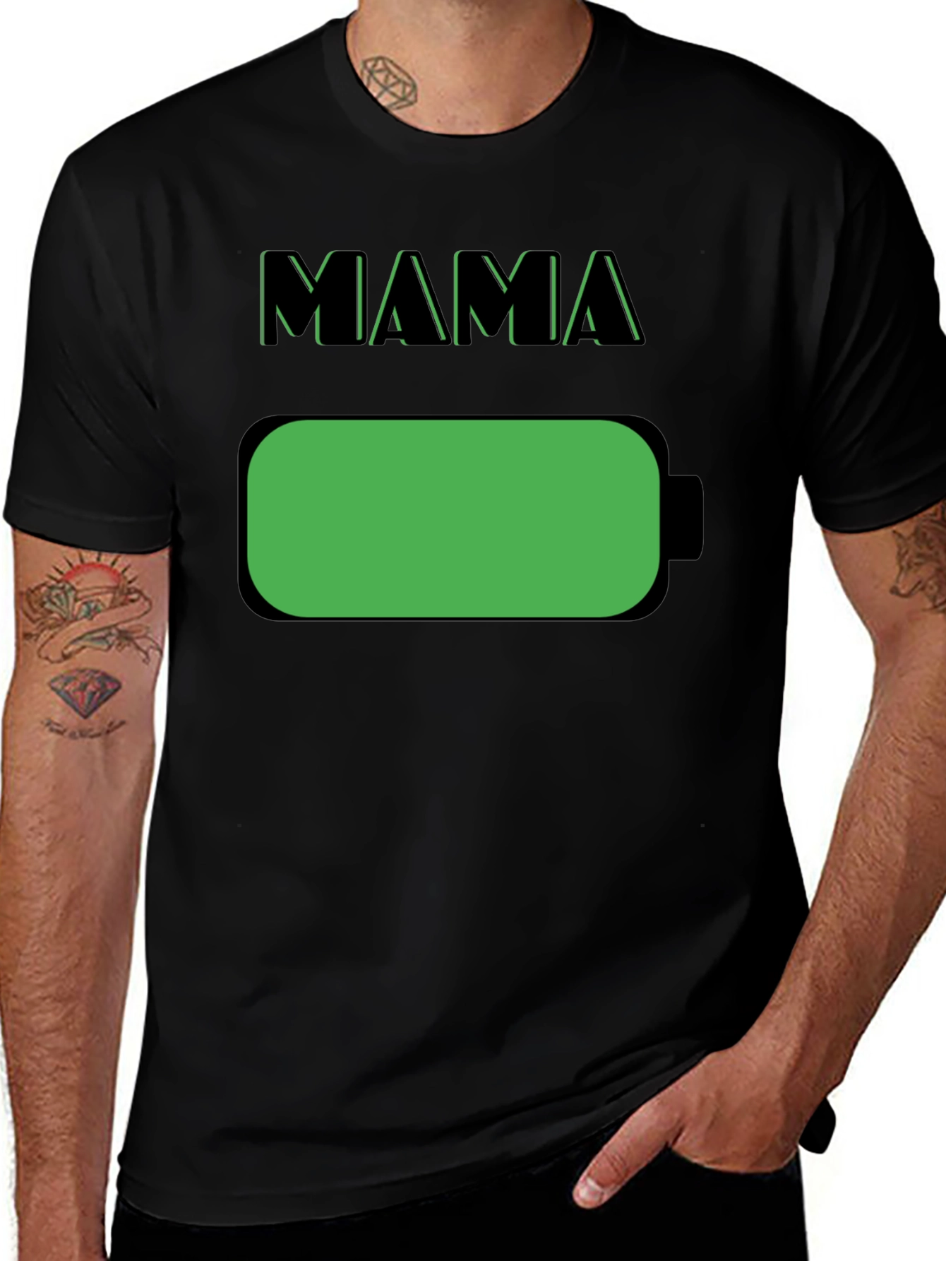 Mama Full Battery T-Shirt - Black Novelty Tee
