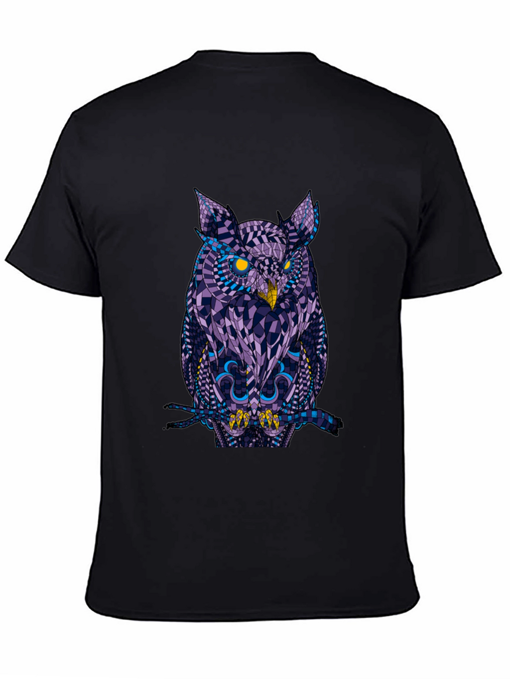 Geometric Owl Graphic Black T-Shirt
