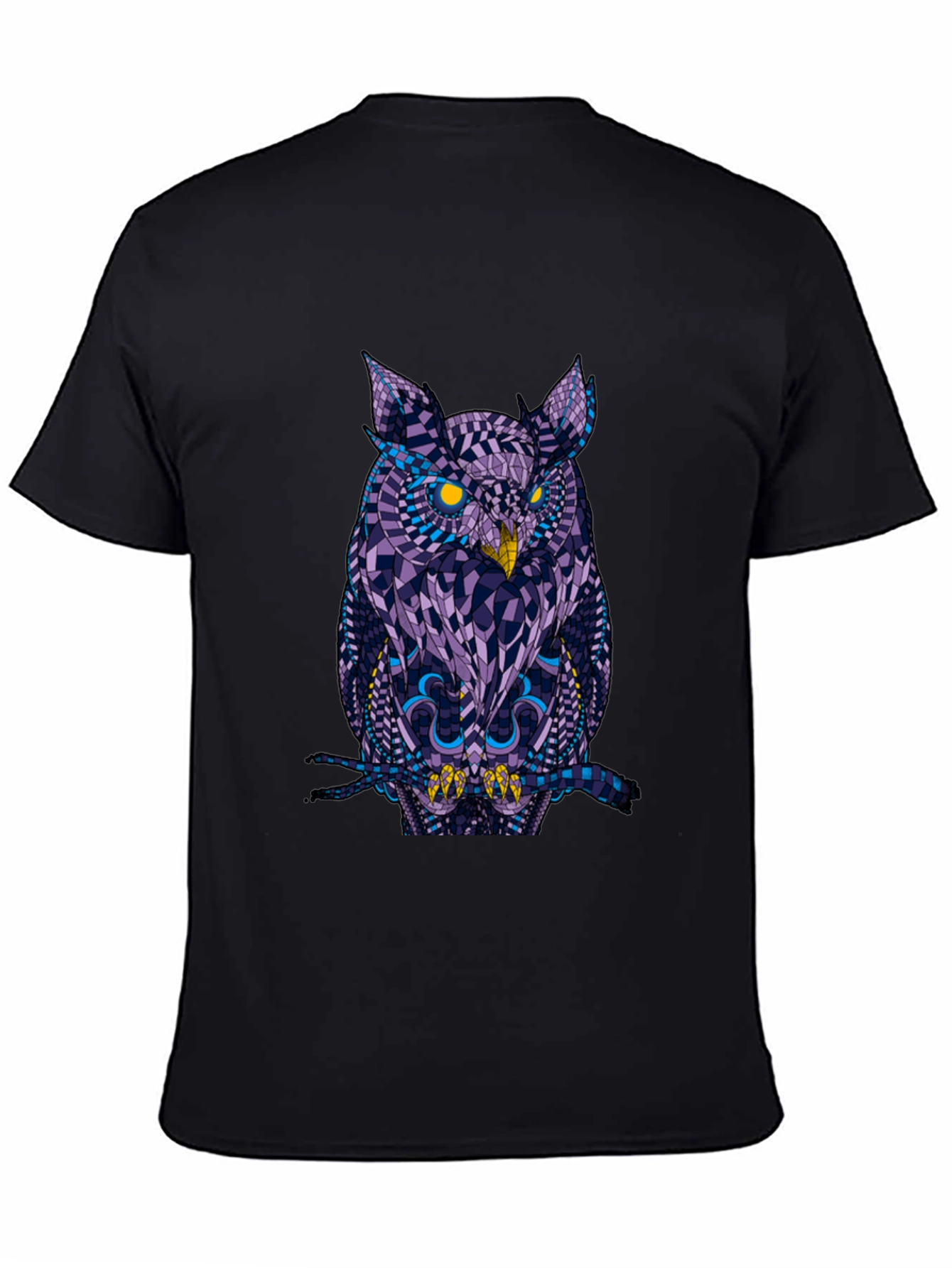 Geometric Owl Graphic Black T-Shirt