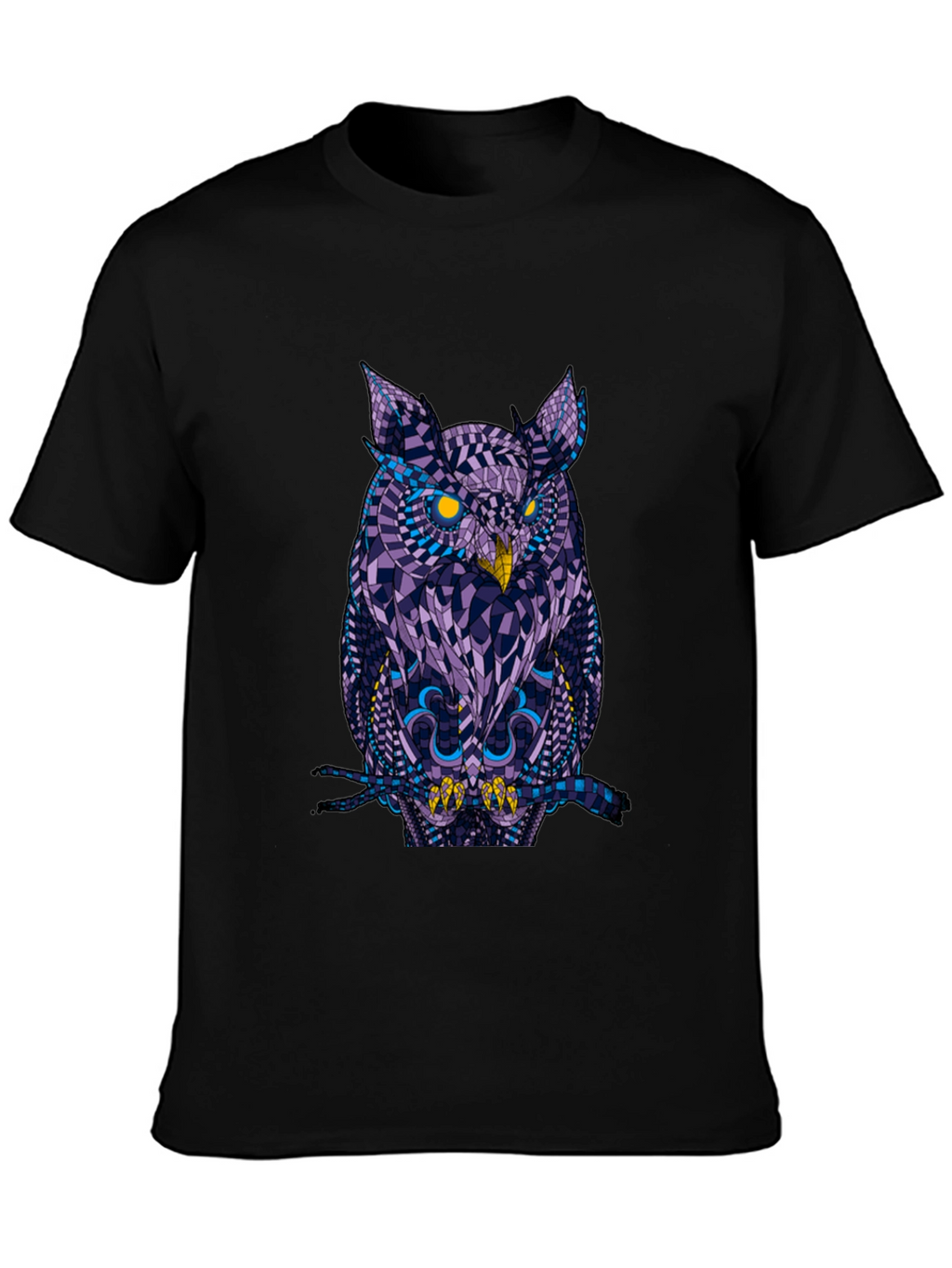 Geometric Owl Graphic Black T-Shirt