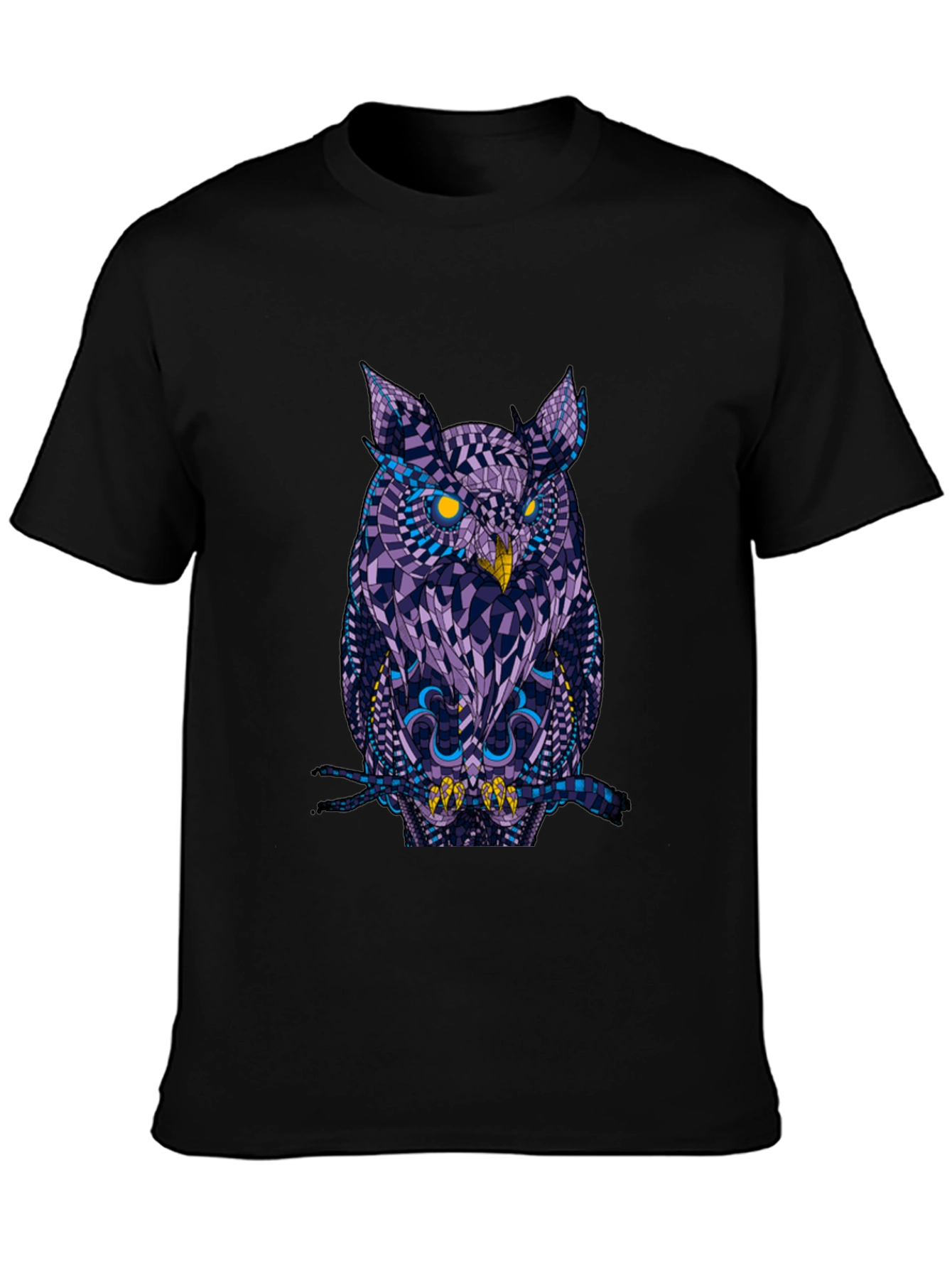 Geometric Owl Graphic Black T-Shirt