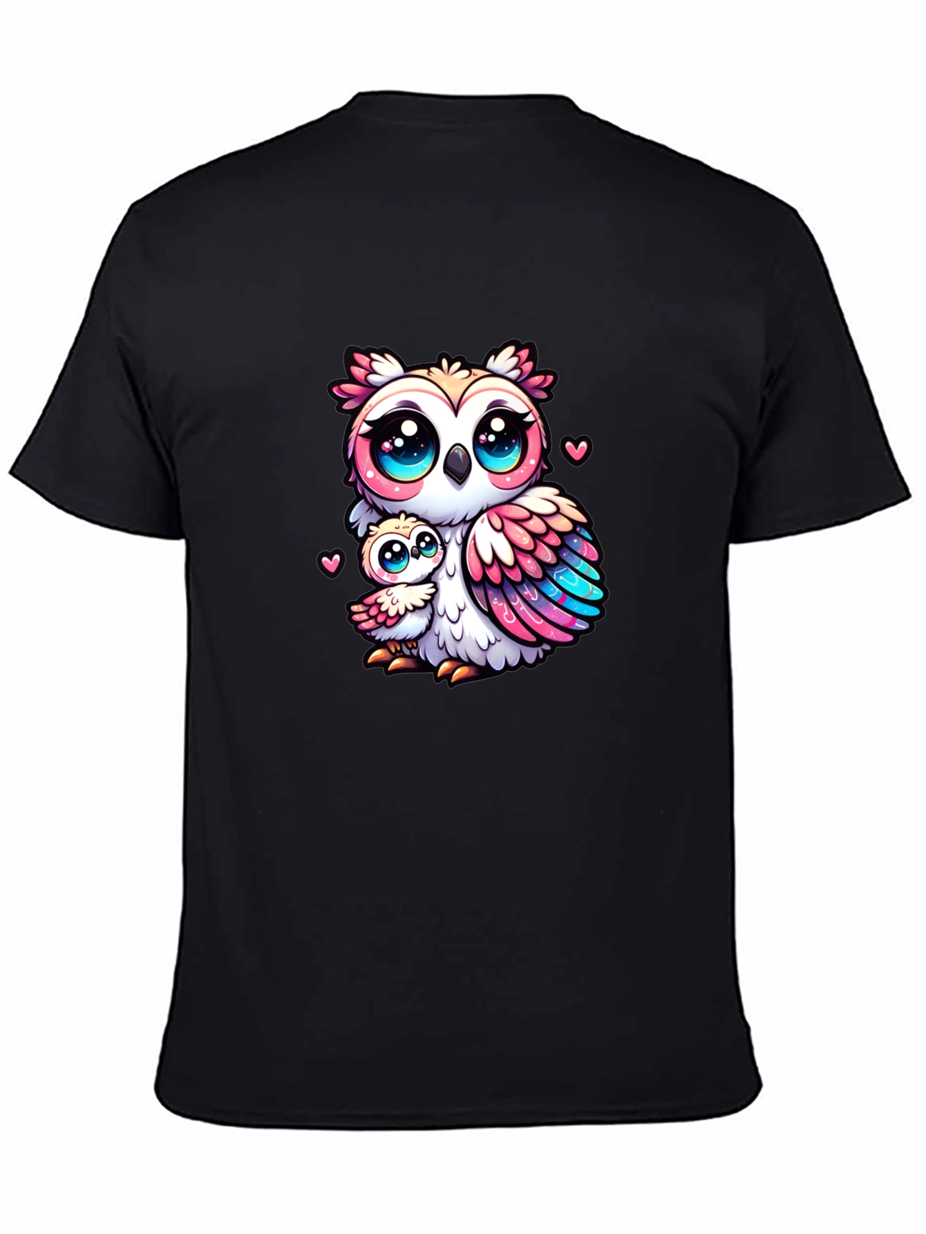 Cute Owl Family Black T-Shirt
