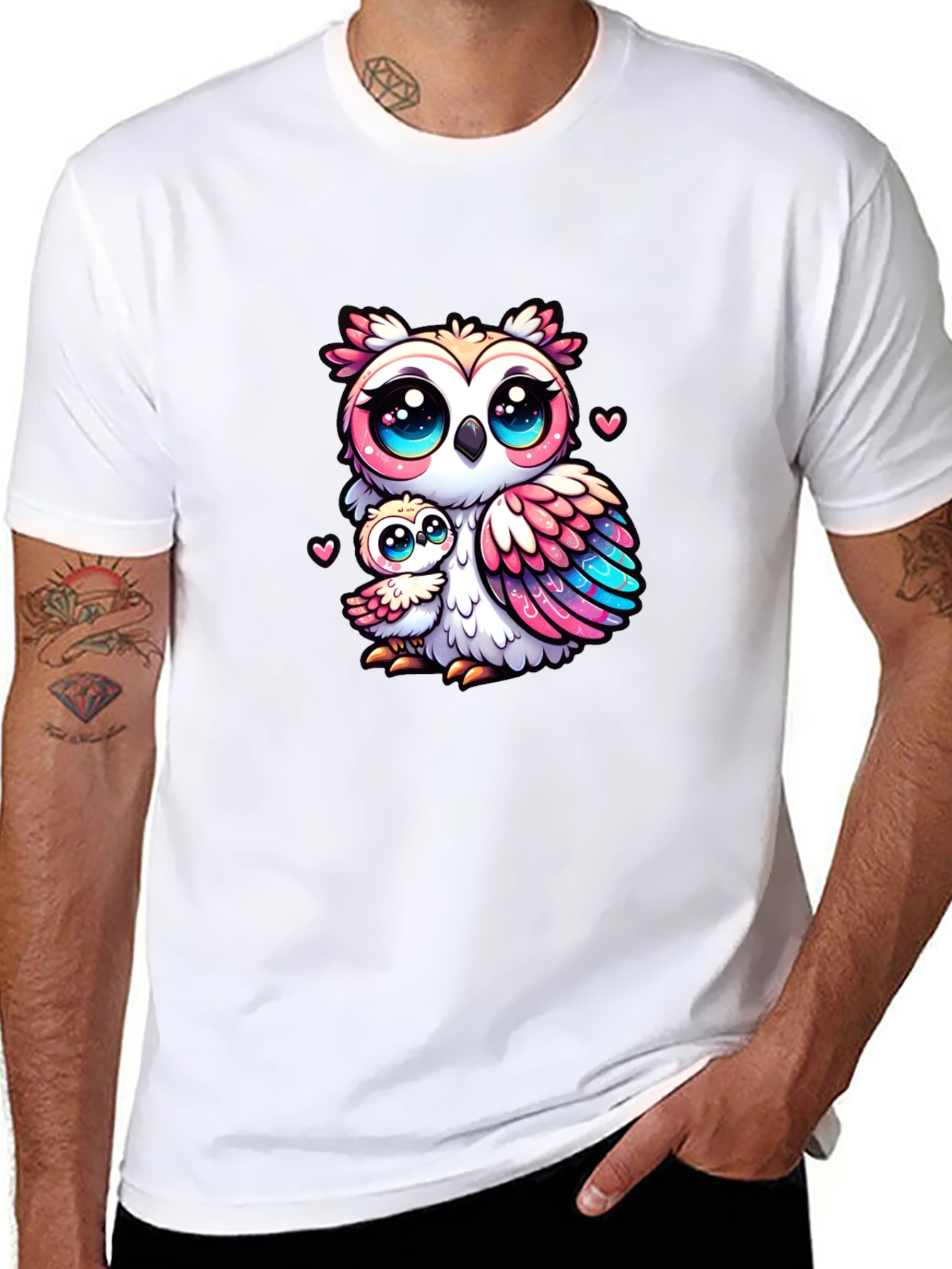 Cute Owl Family Black T-Shirt