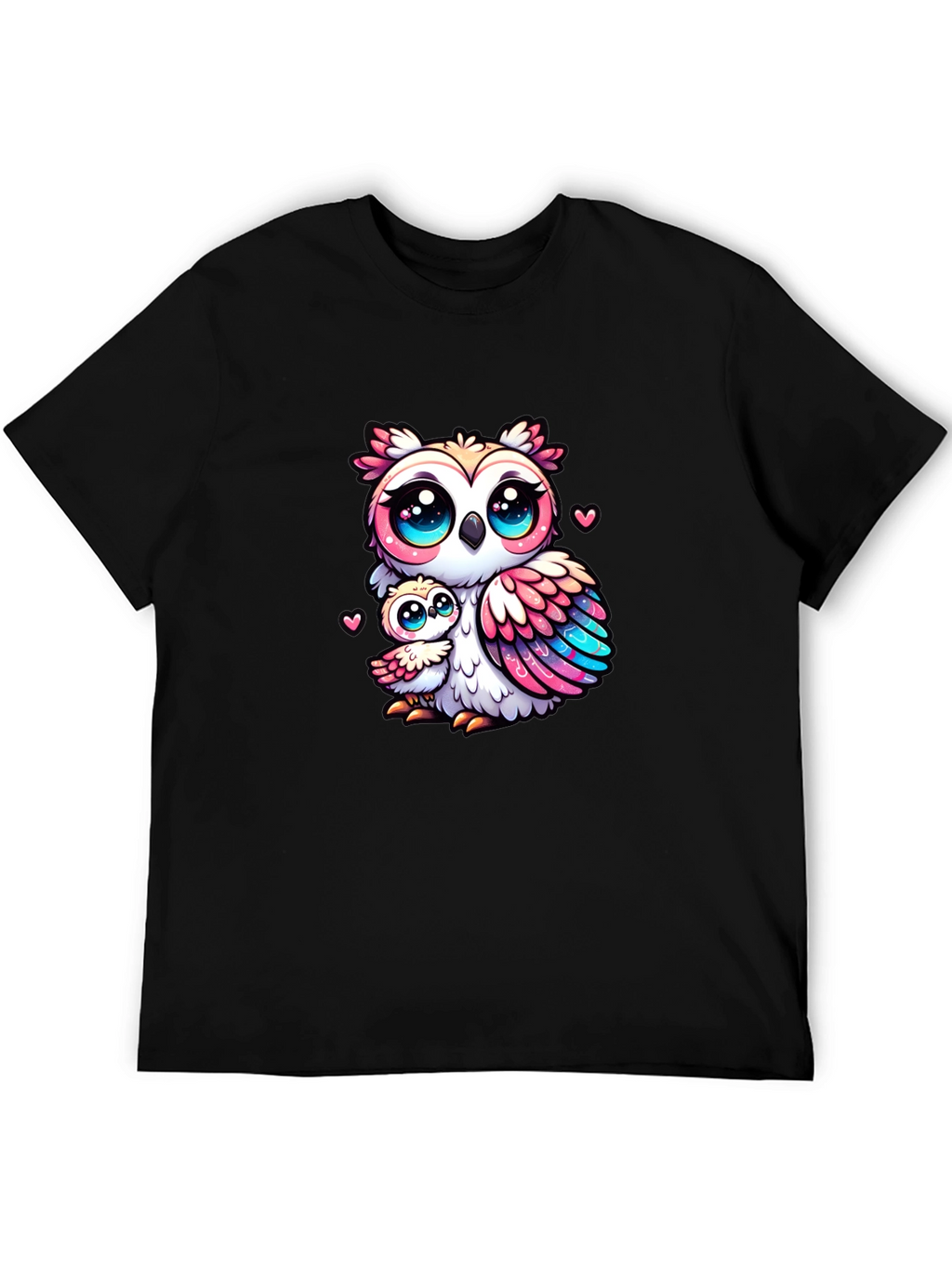 Cute Owl Family Black T-Shirt