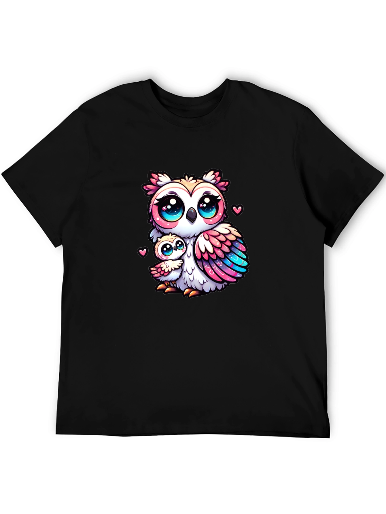 Cute Owl Family Black T-Shirt