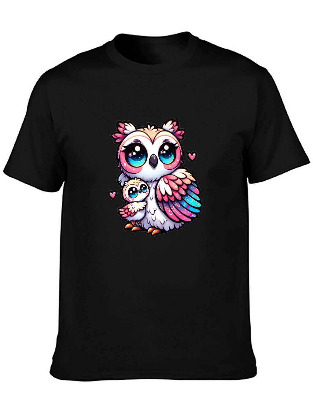Cute Owl Family Black T-Shirt