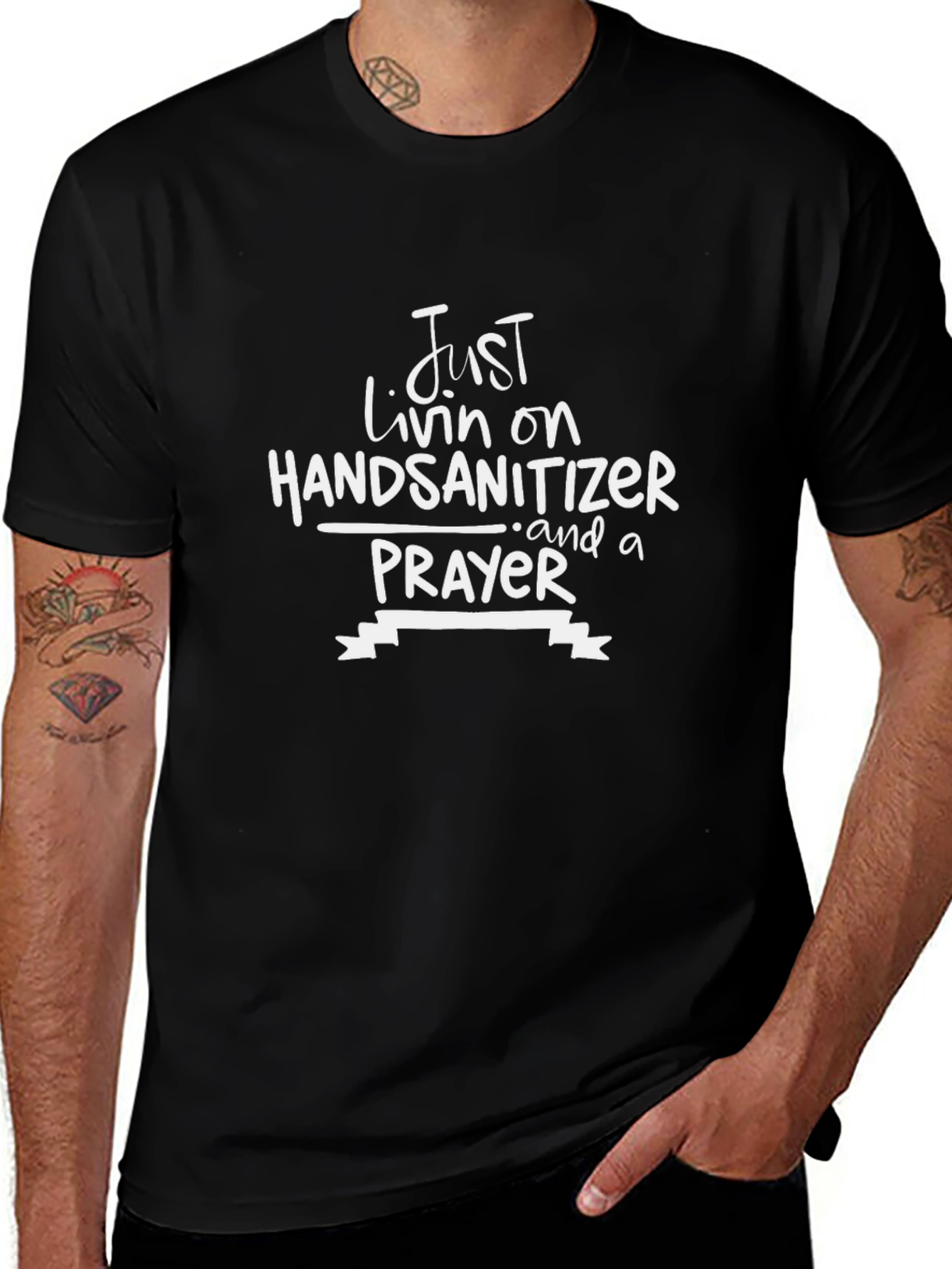 Just Livin on Hand Sanitizer Funny Graphic T-Shirt