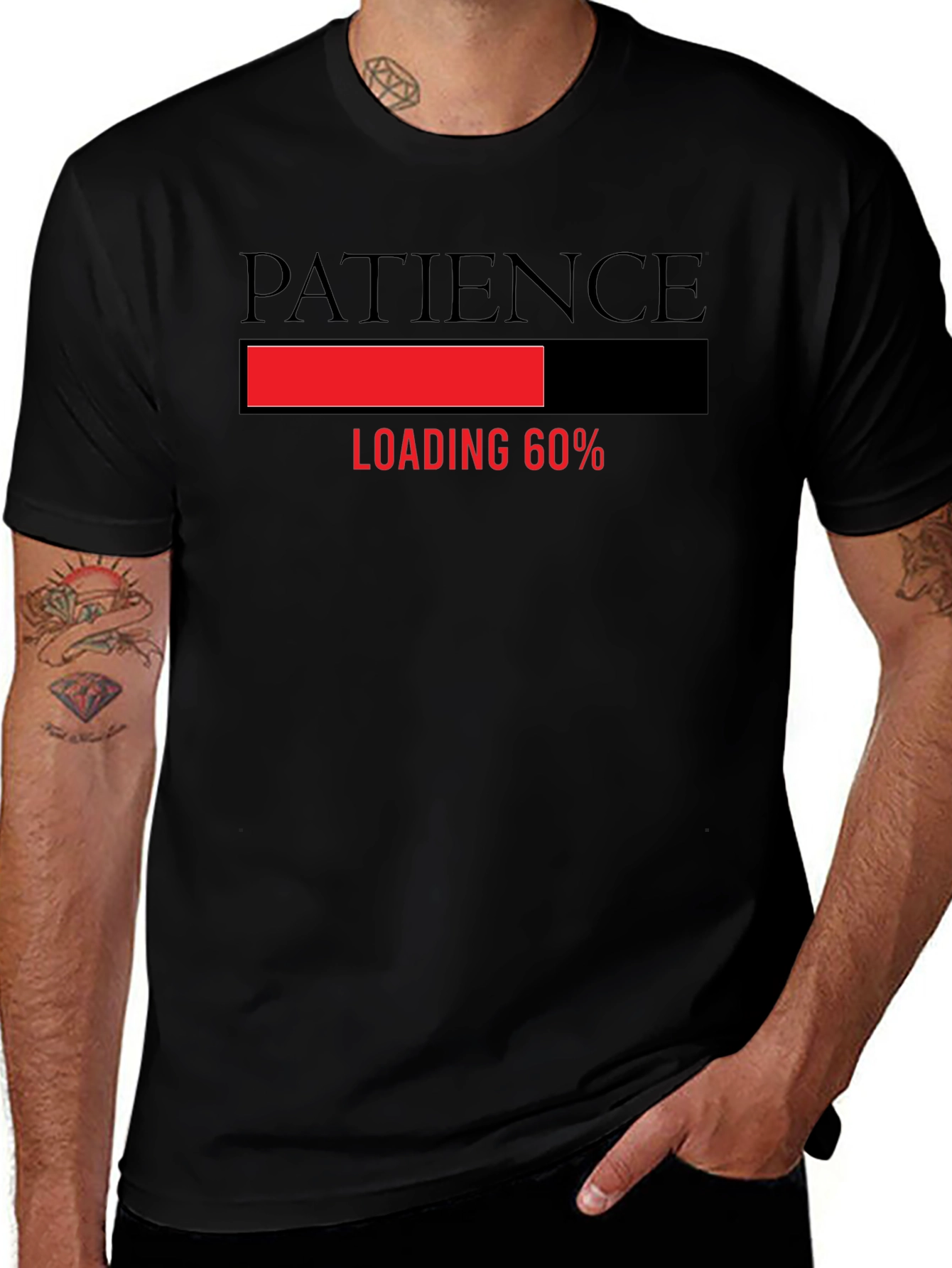 Patience Loading Funny Graphic Tee - Black T-Shirt