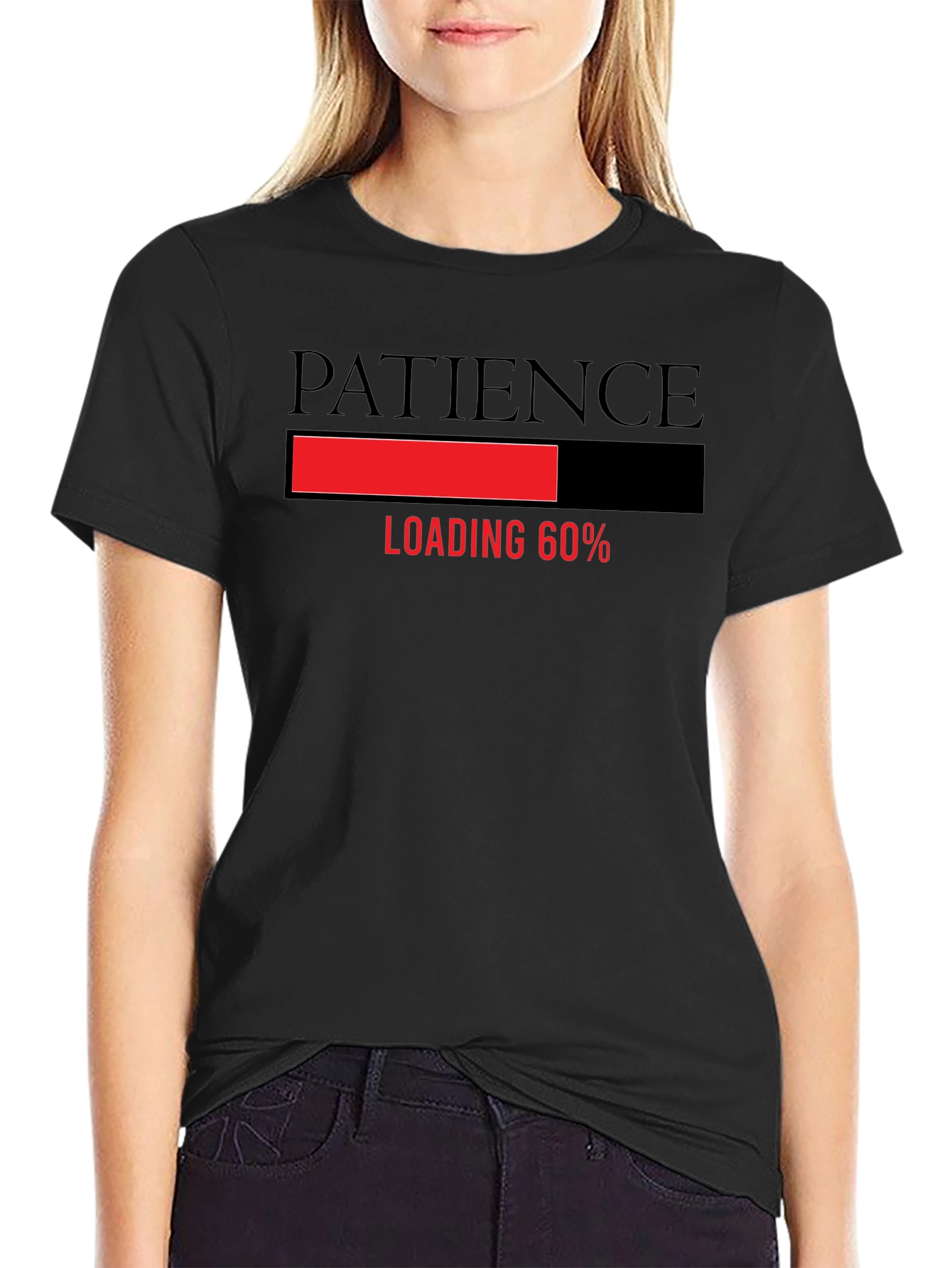 Patience Loading Funny Graphic Tee - Black T-Shirt