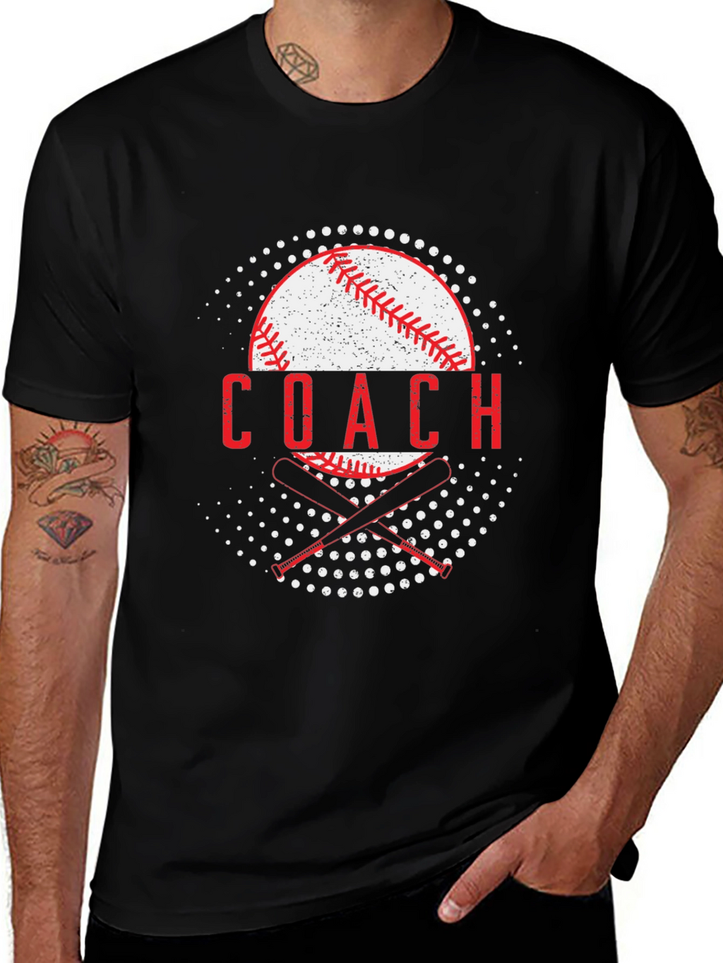 Baseball Coach Graphic T-Shirt - Black