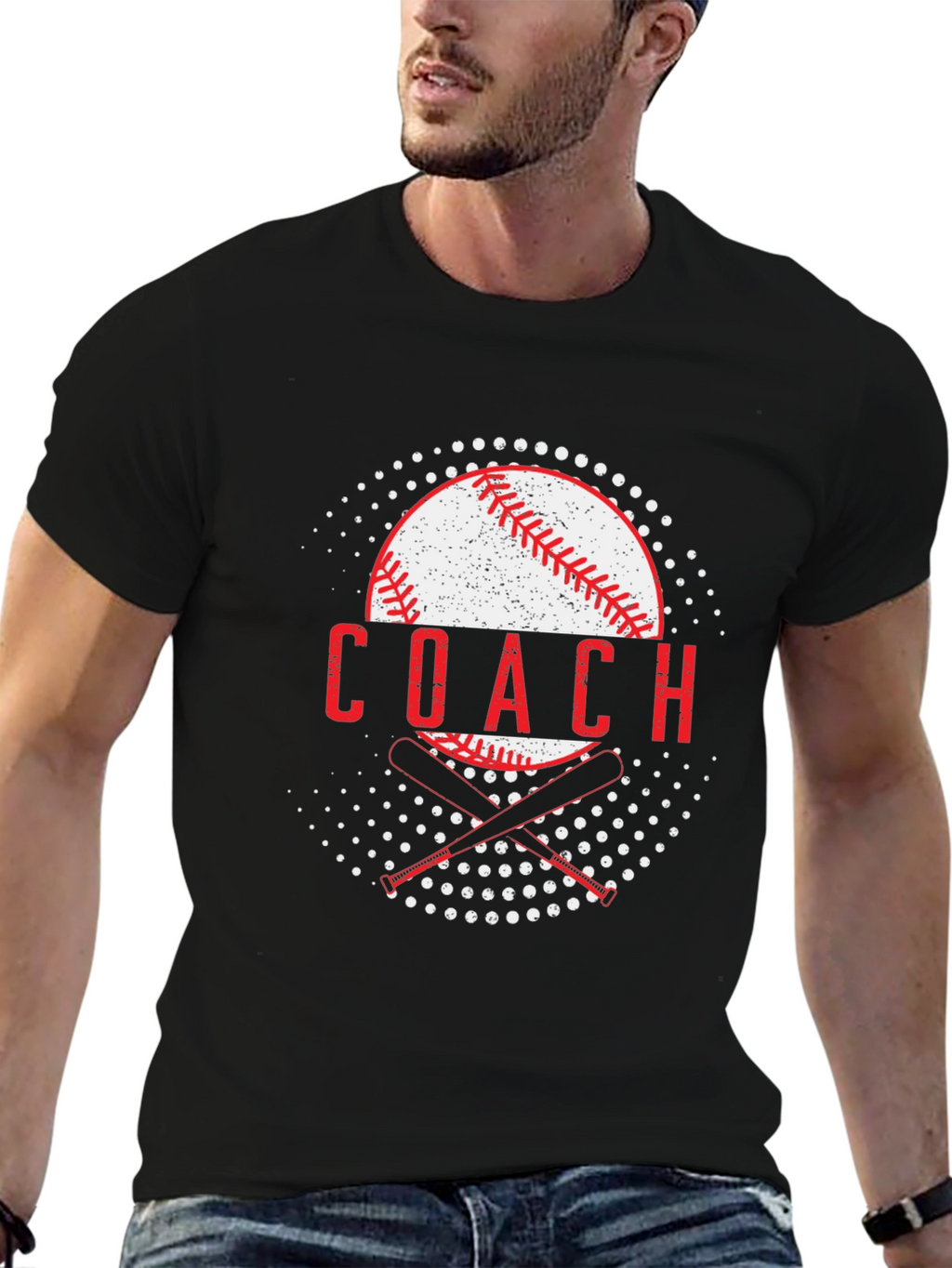 Baseball Coach Graphic T-Shirt - Black