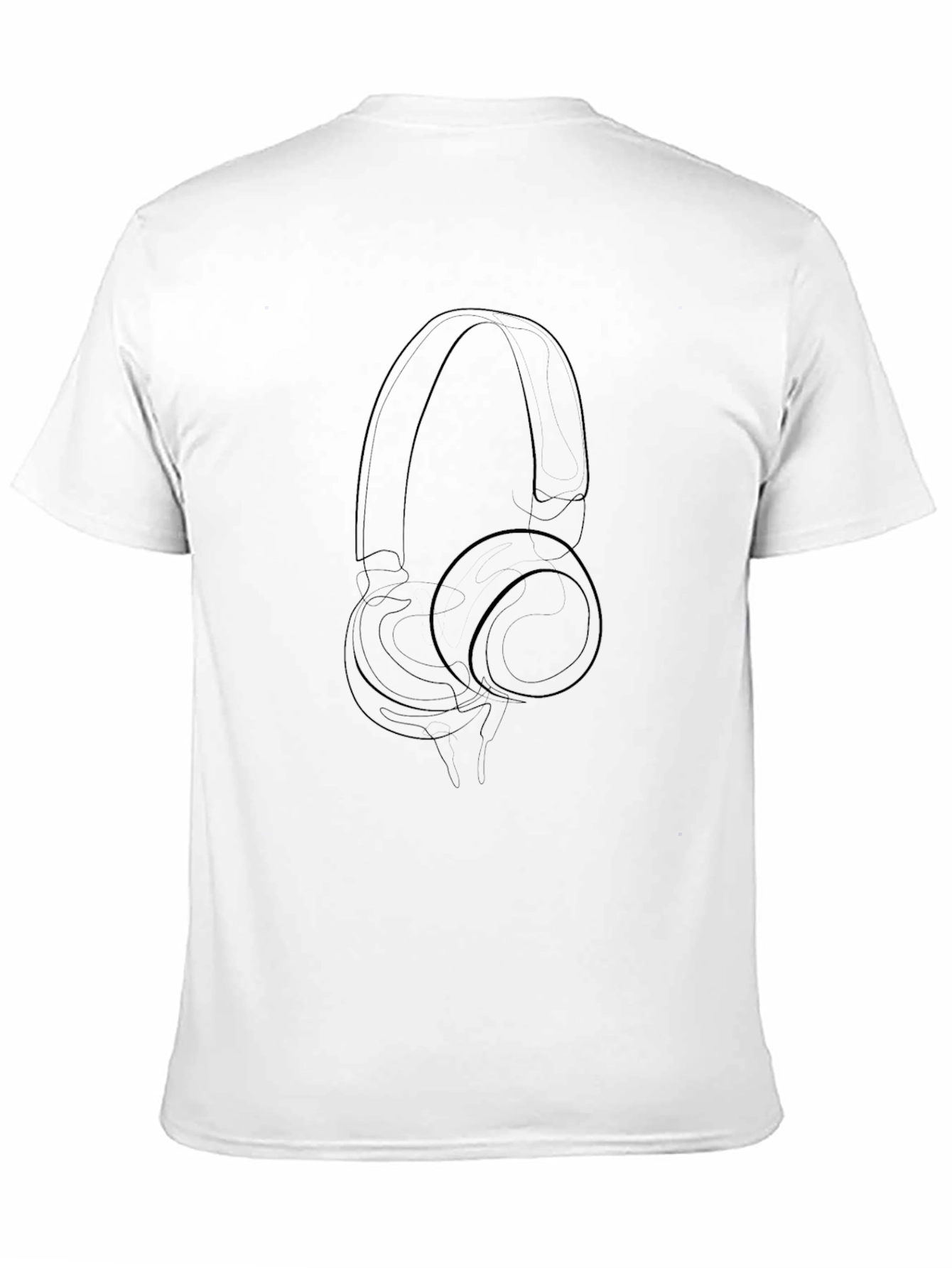 Minimalist Headphone Outline Black T-Shirt