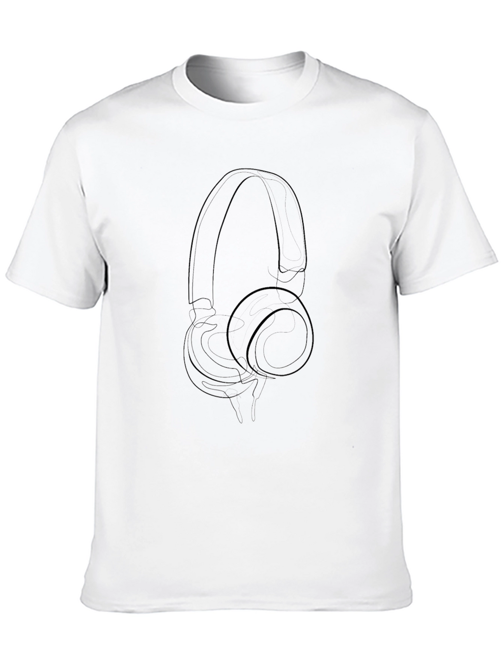 Minimalist Headphone Outline Black T-Shirt