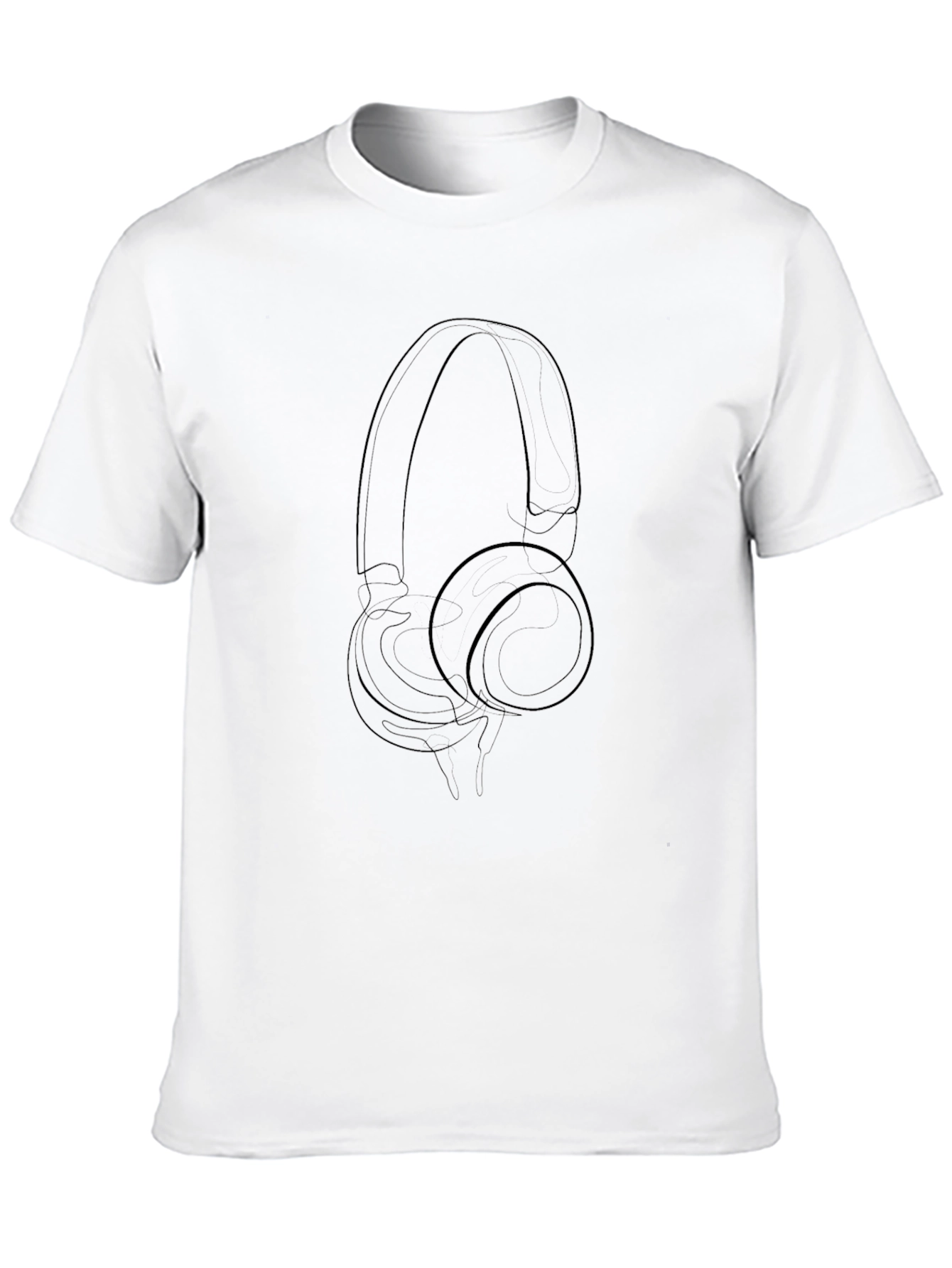 Minimalist Headphone Outline Black T-Shirt