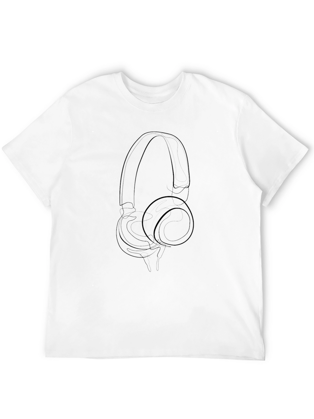 Minimalist Headphone Outline Black T-Shirt