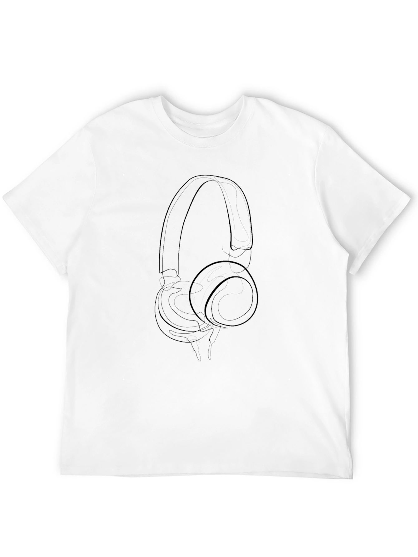 Minimalist Headphone Outline Black T-Shirt