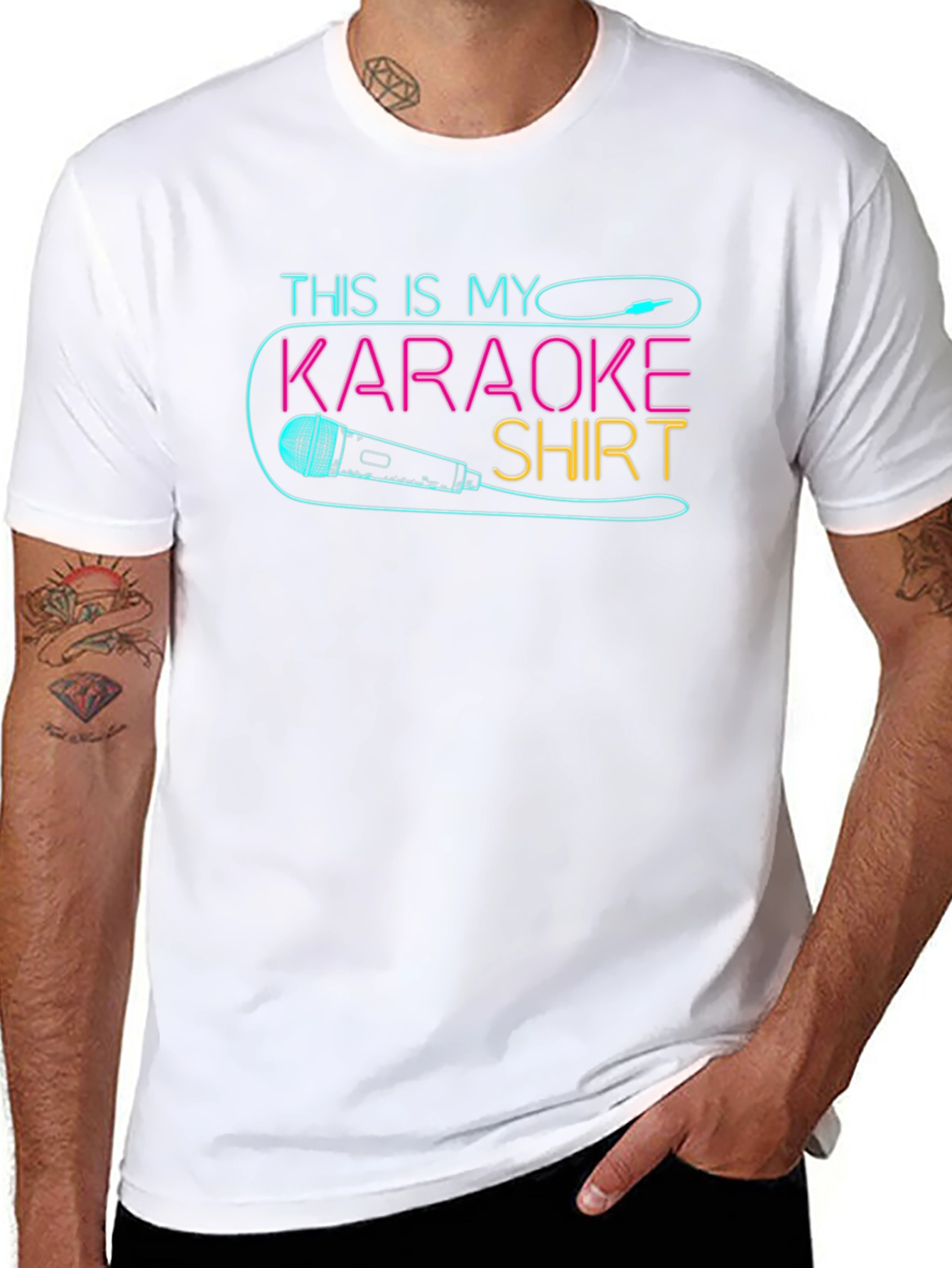 Karaoke Shirt - Neon Microphone Design