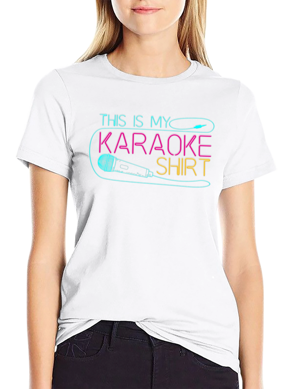 Karaoke Shirt - Neon Microphone Design