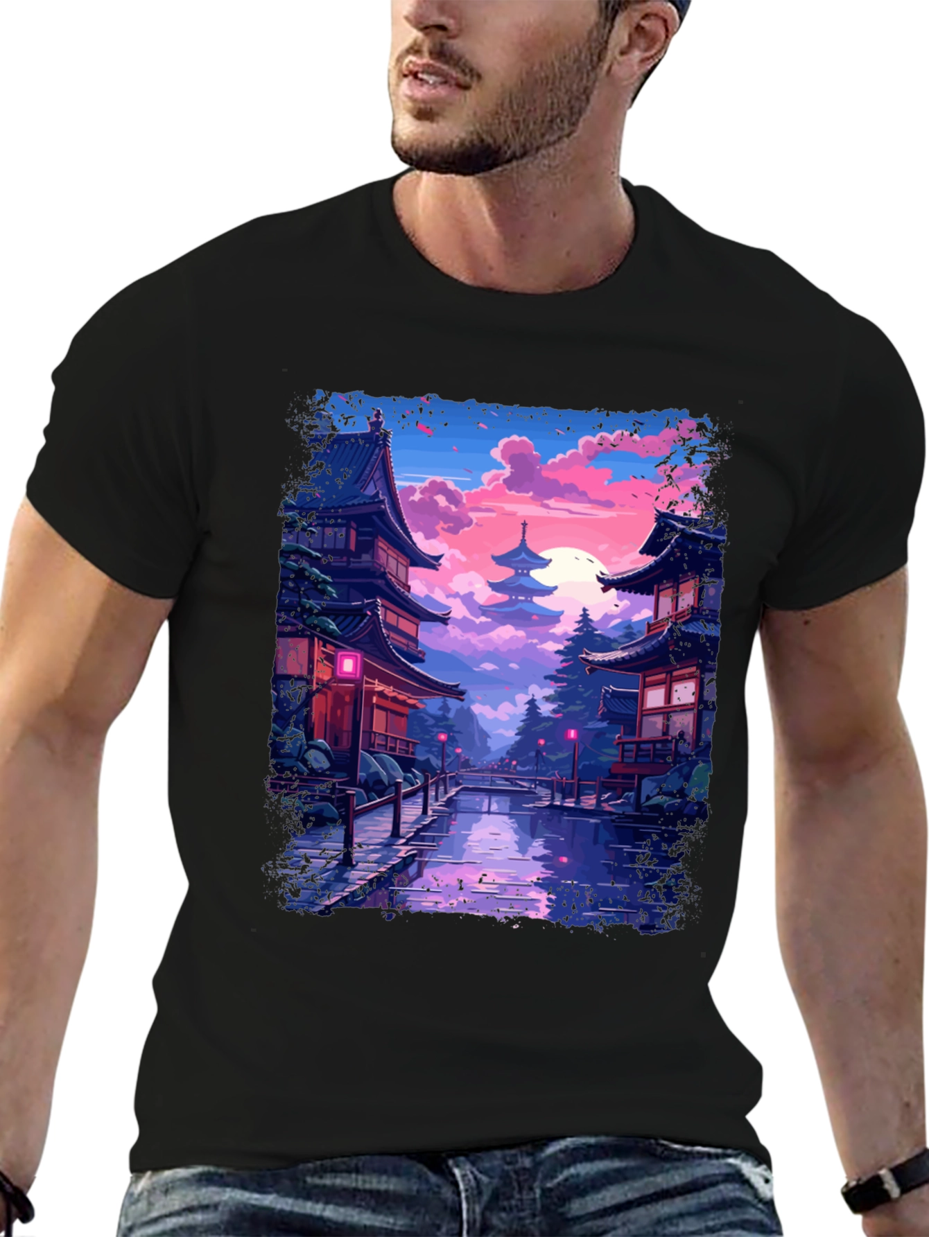 Japanese Temple T-Shirt - Anime Style
