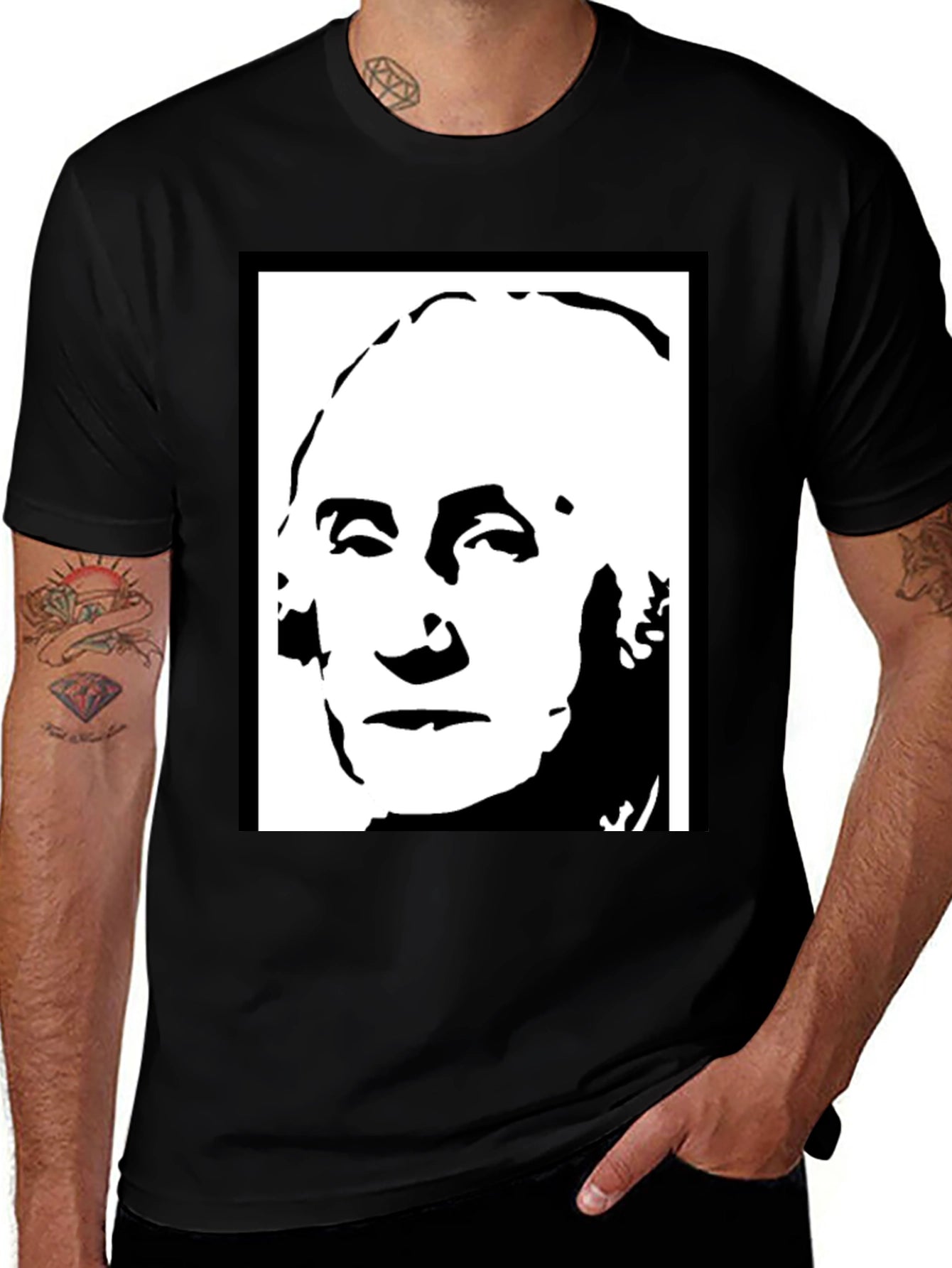 George Washington Graphic Tee - Black Cotton T-Shirt