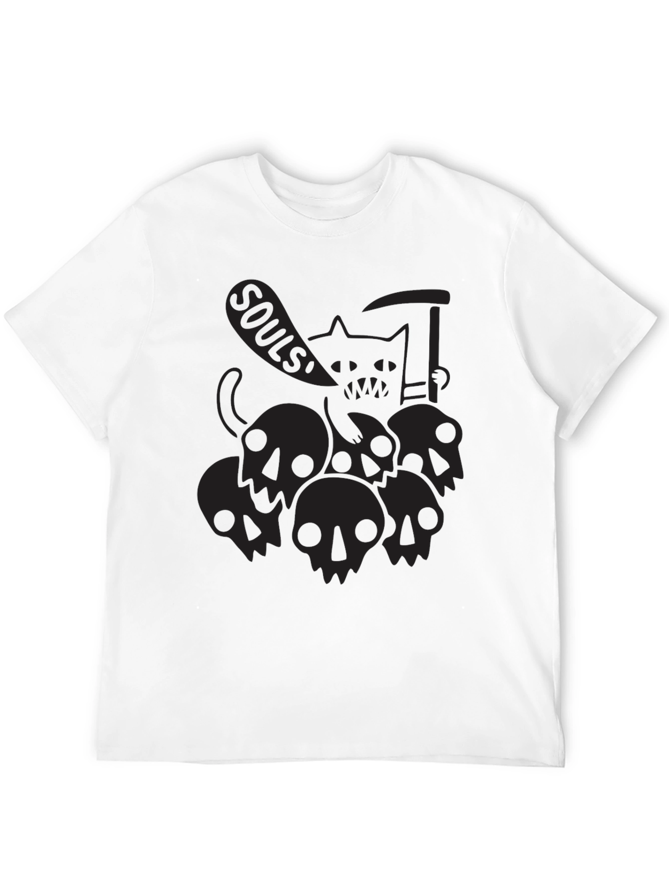 Grim Reaper Cat Black T-Shirt - Souls!