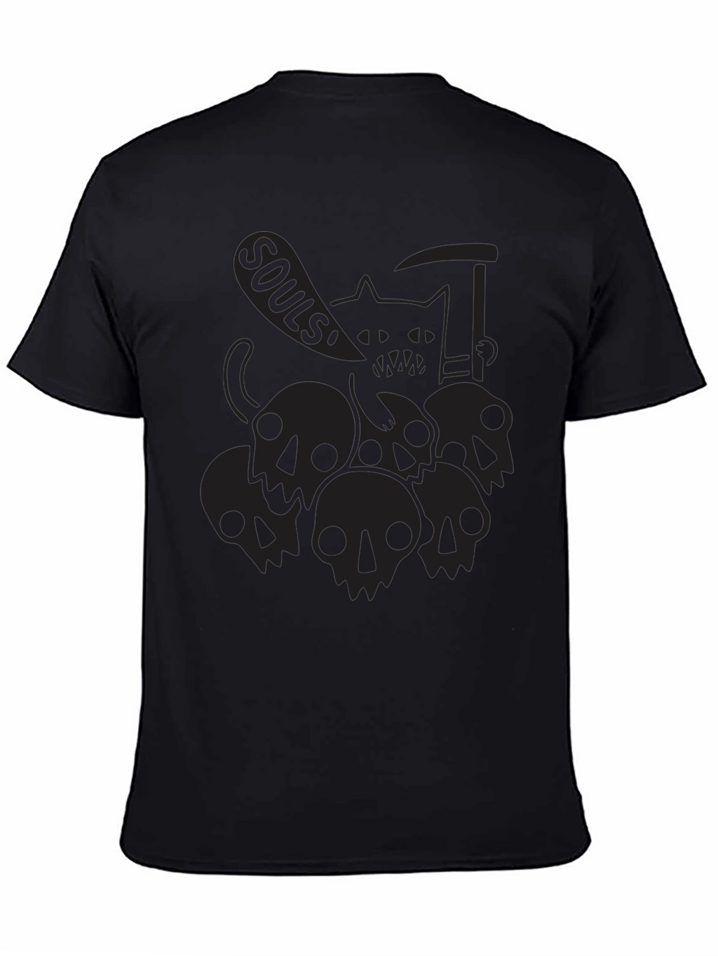 Grim Reaper Cat Black T-Shirt - Souls!